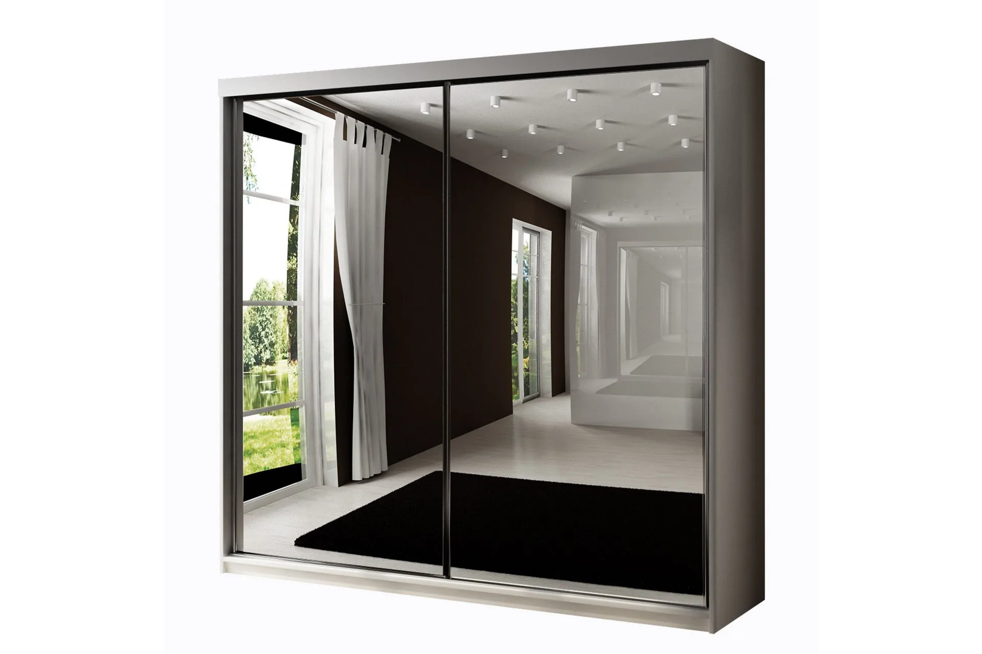 Dunkra Garderob m. Spegel 200x200 cm - Vit