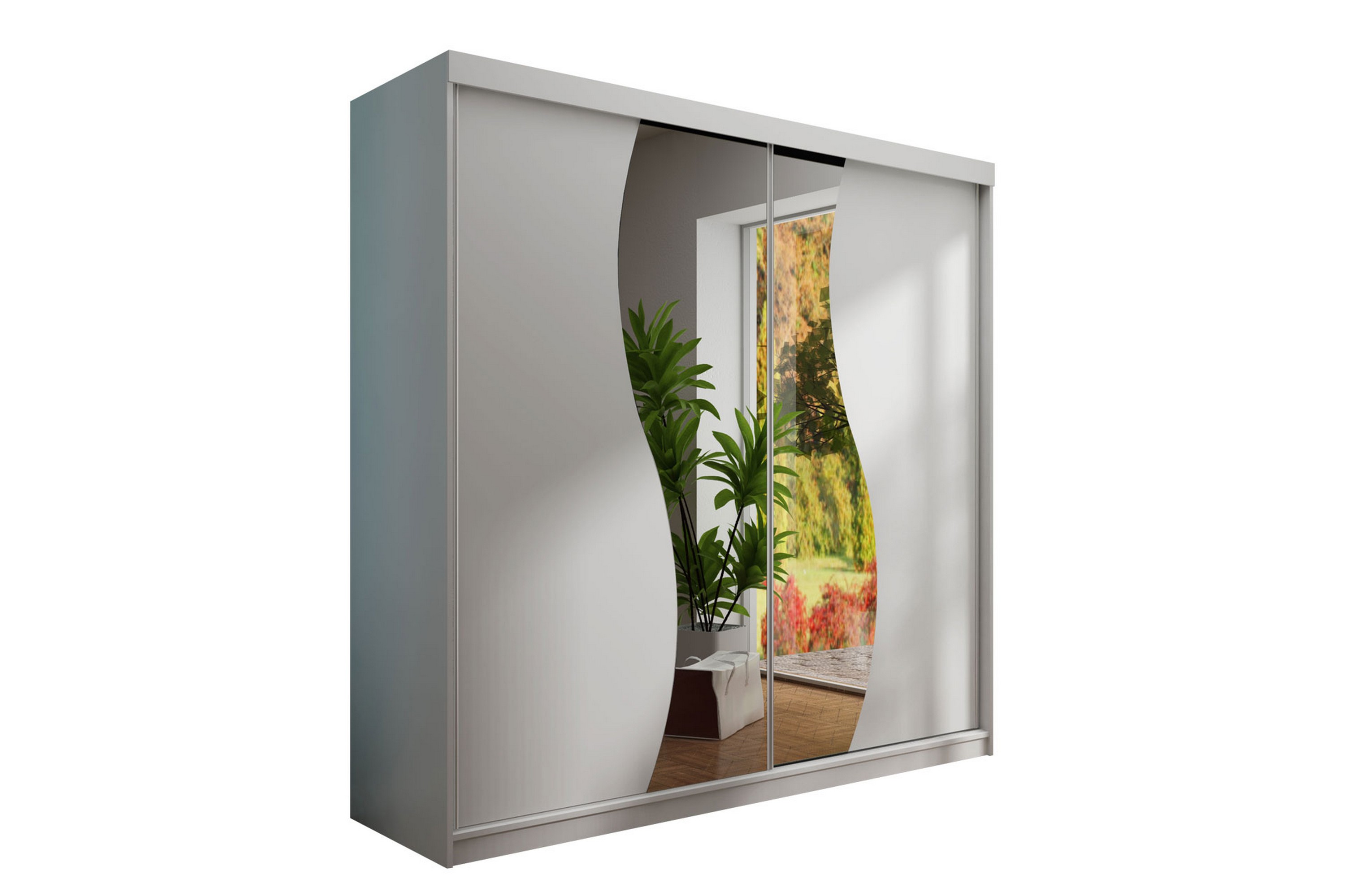 dunkra garderob m. spegel 200x200 cm - vit