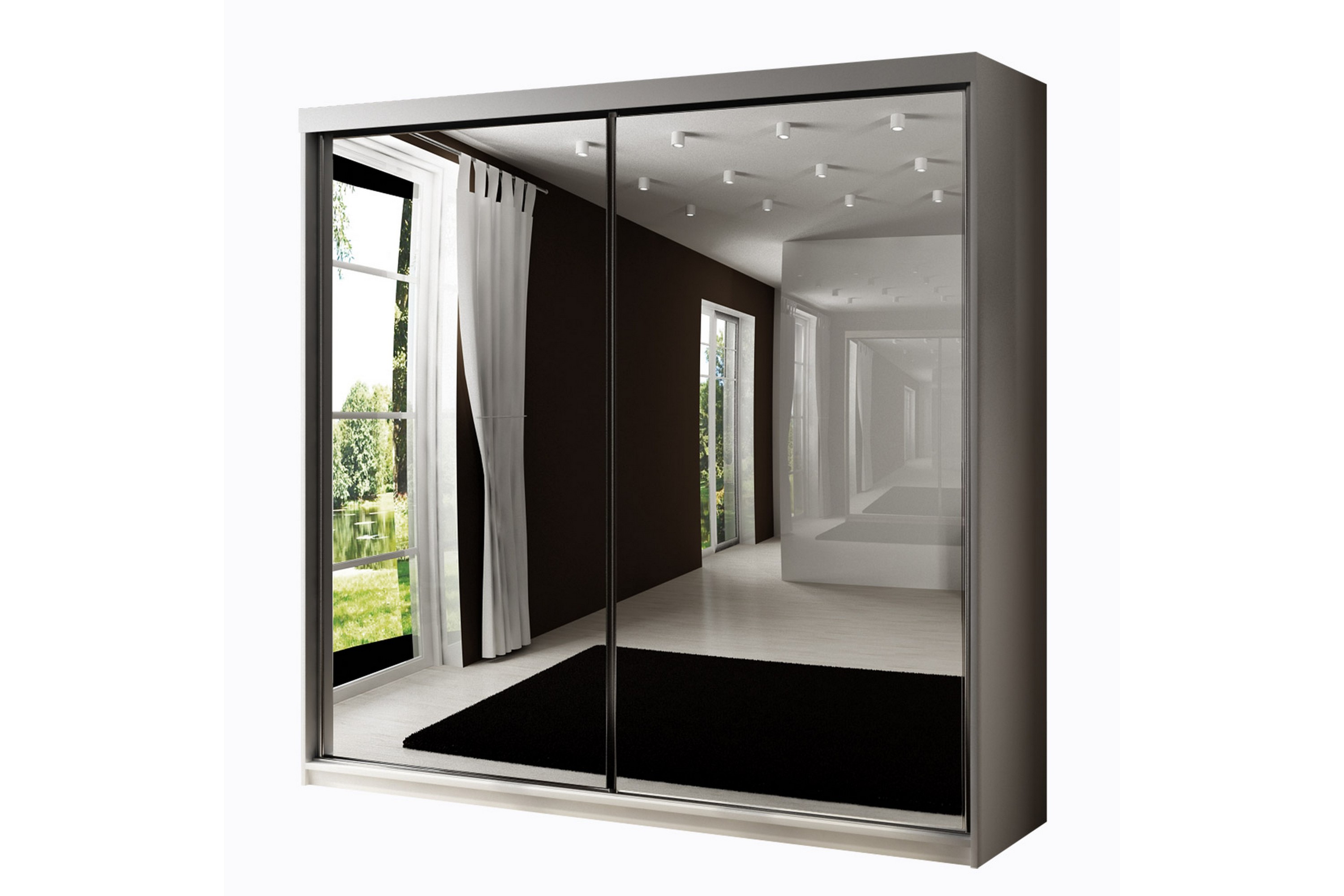 dunkra garderob m. spegel 200x200 cm - vit