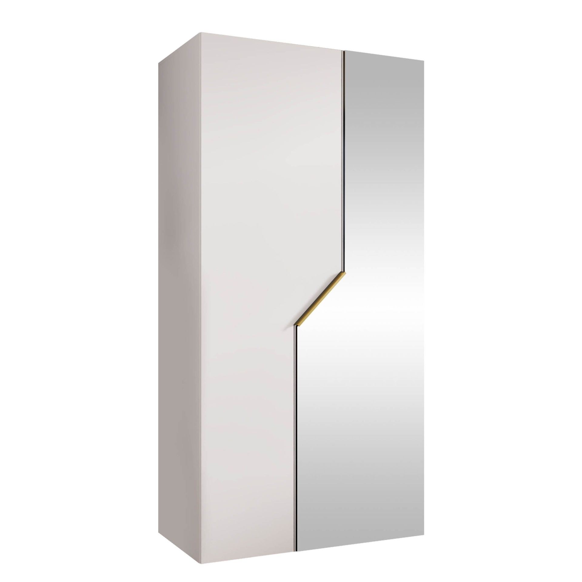 Eikra Garderob med spegel 100 cm - Guld/vit