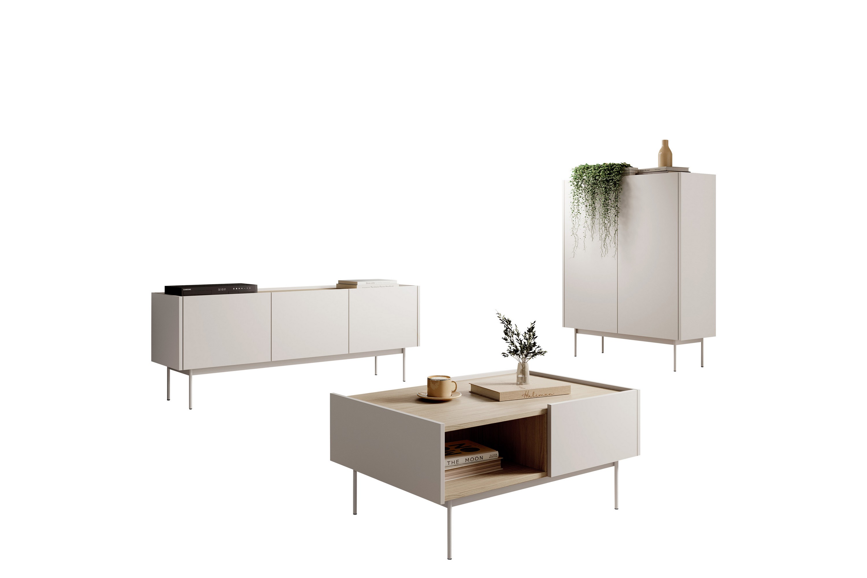 Akansh Möbelset För Vardagsrum Beige