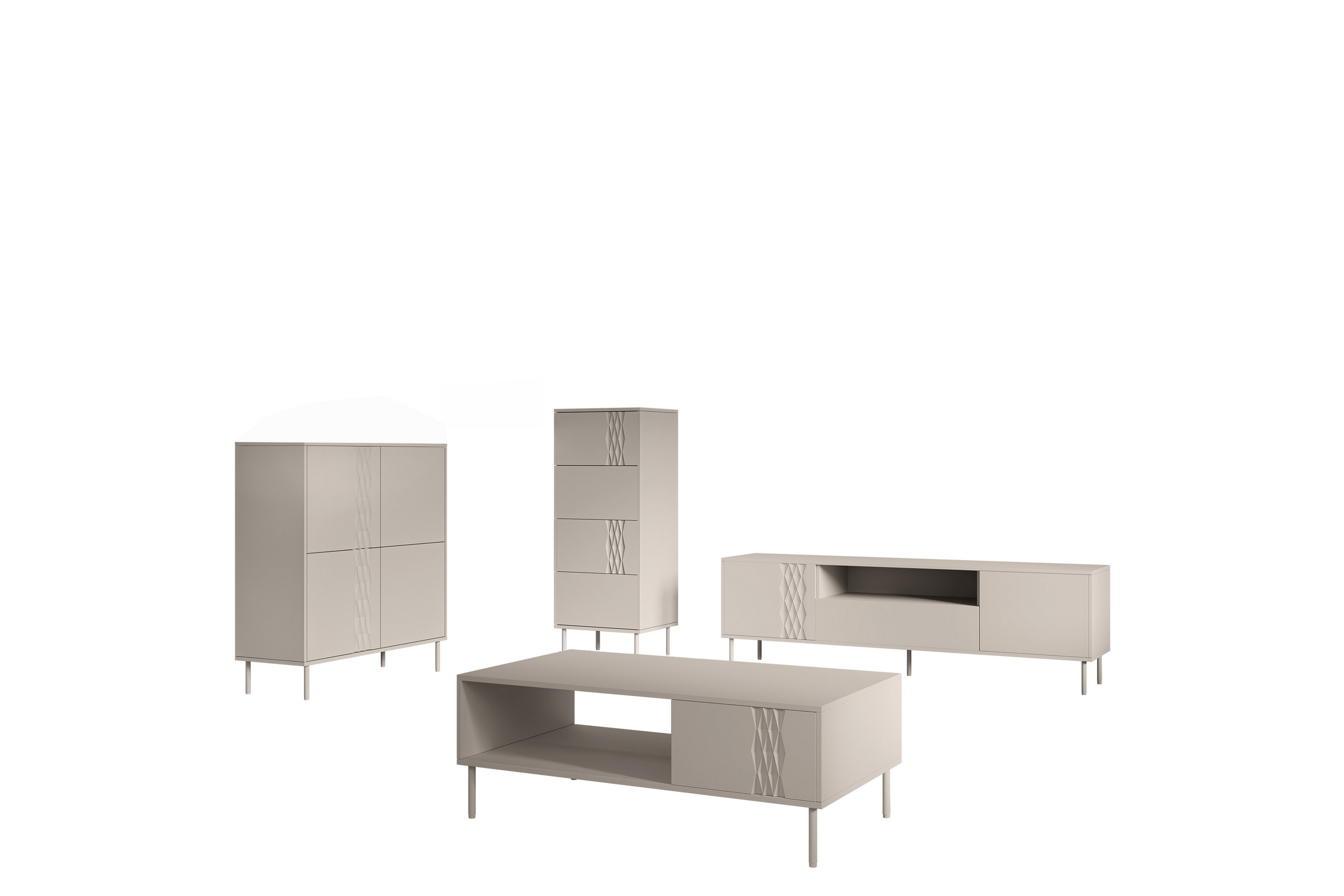 Akiko Möbelset För Vardagsrum Beige