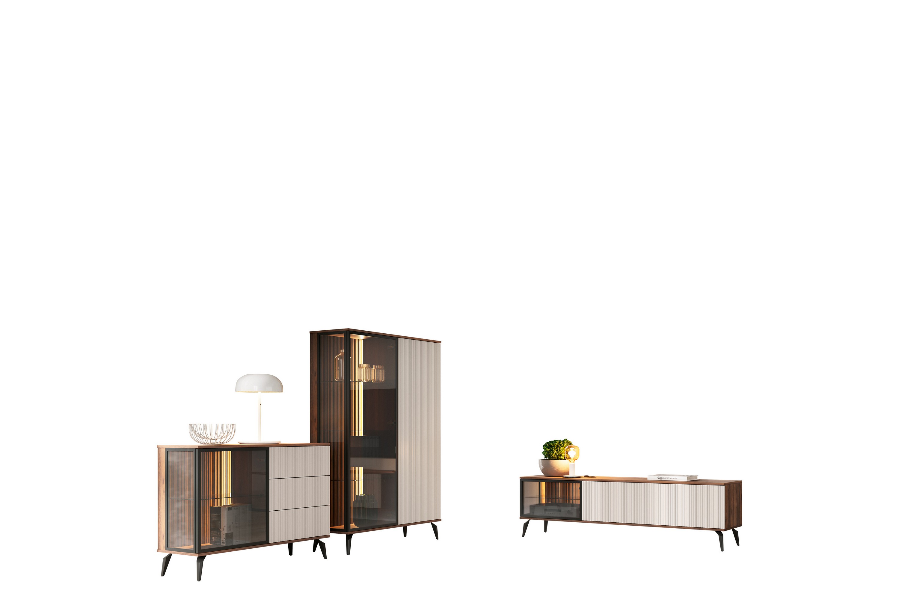 Akinari Möbelset För Vardagsrum Natur/Beige