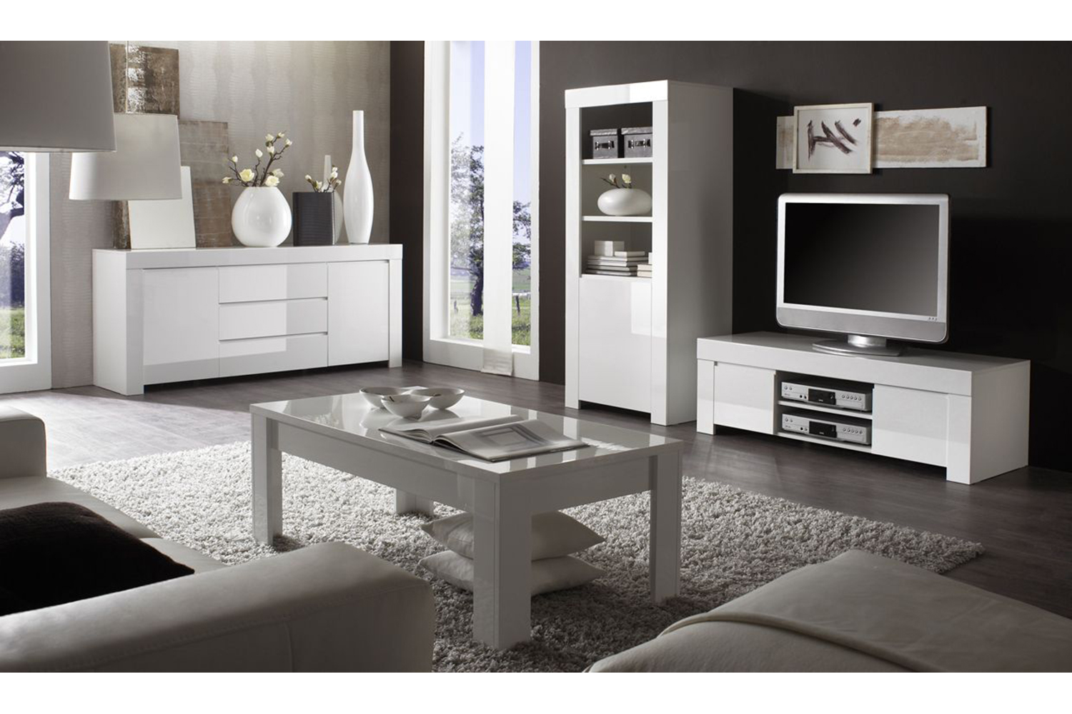 Amalfi Sideboard 2 Dörrar-3 Lådor Vit Högglans