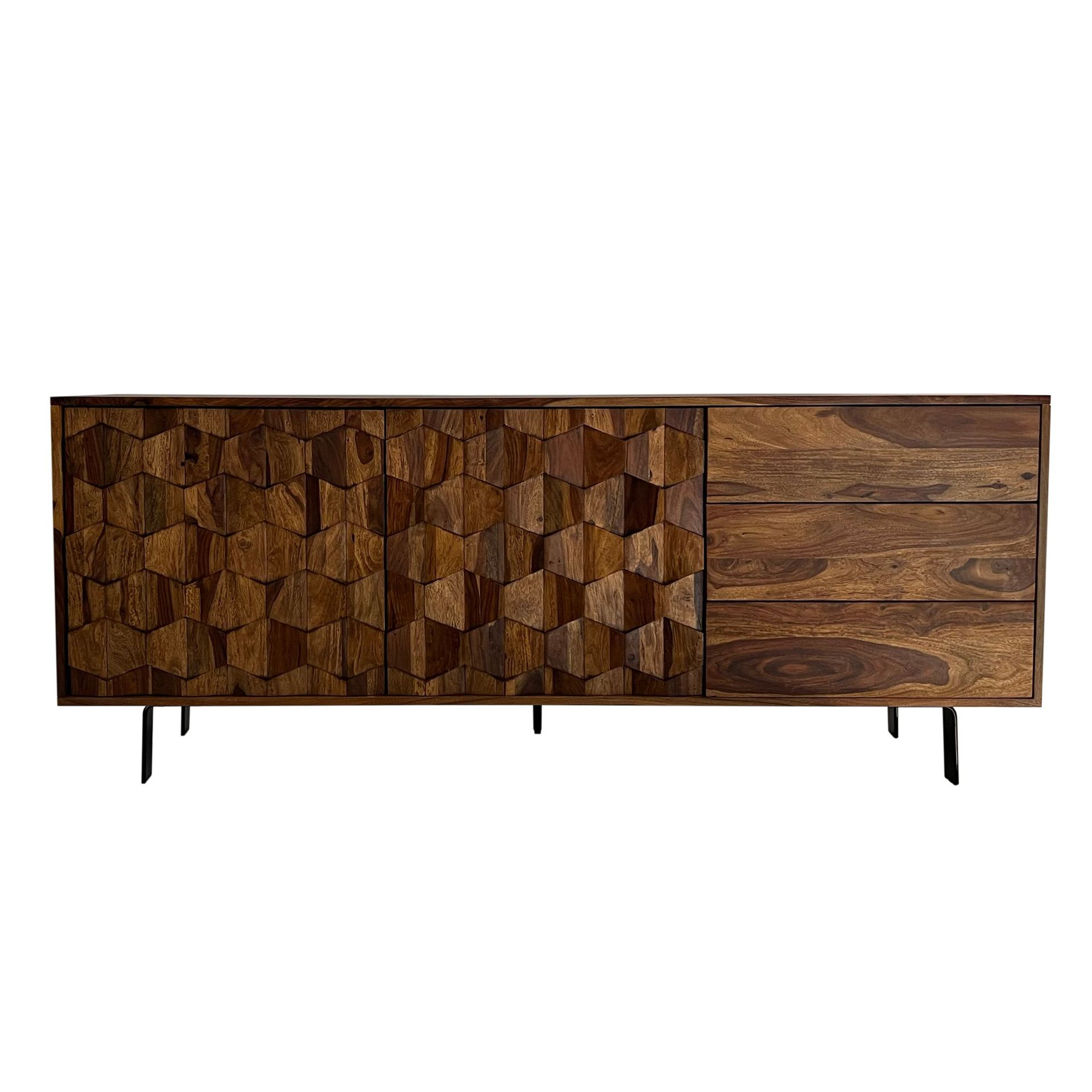 Belino Sideboard 175 cm Industriell stil - varmbrun och svart