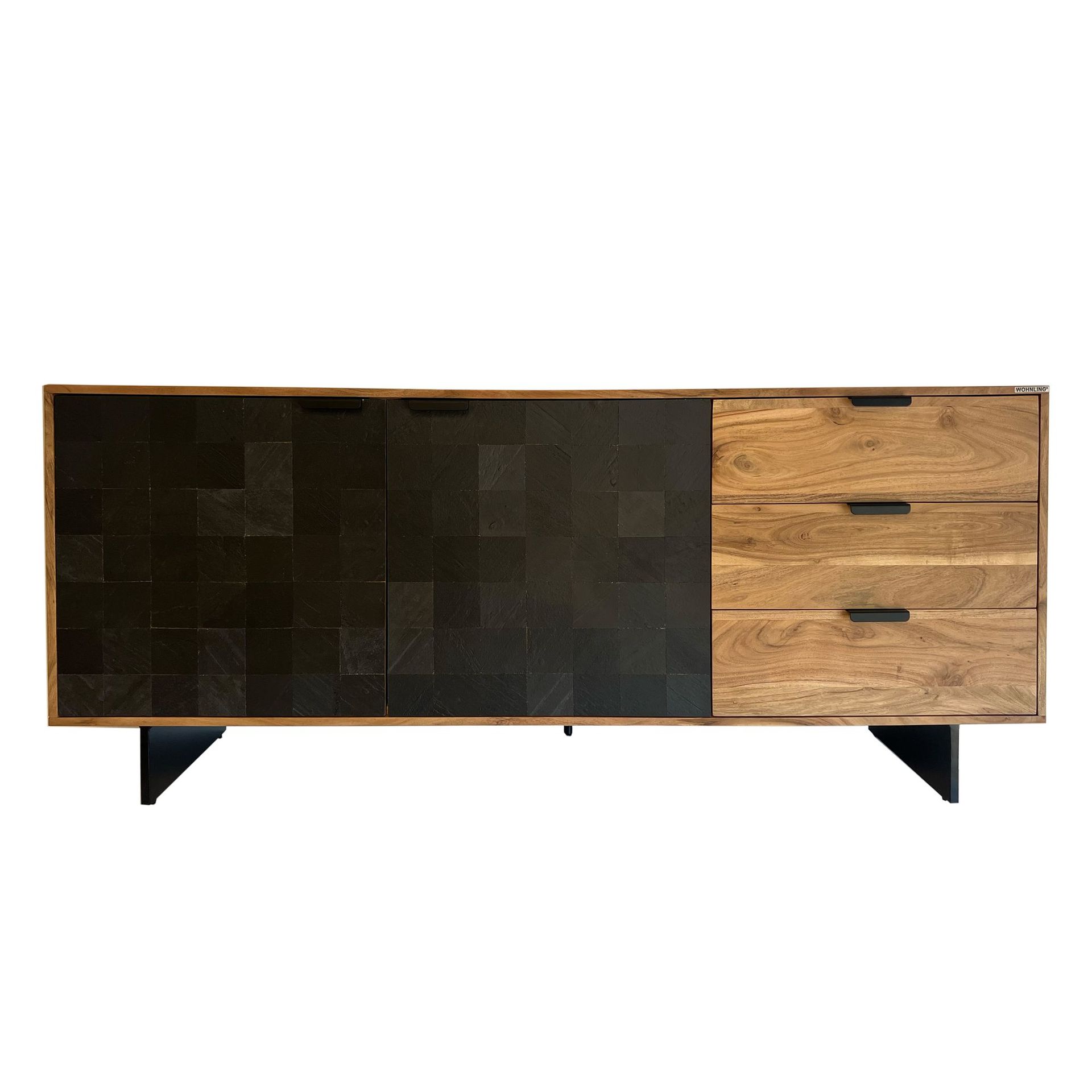 Belova Sideboard 175 cm - naturfärgad akacia och svart