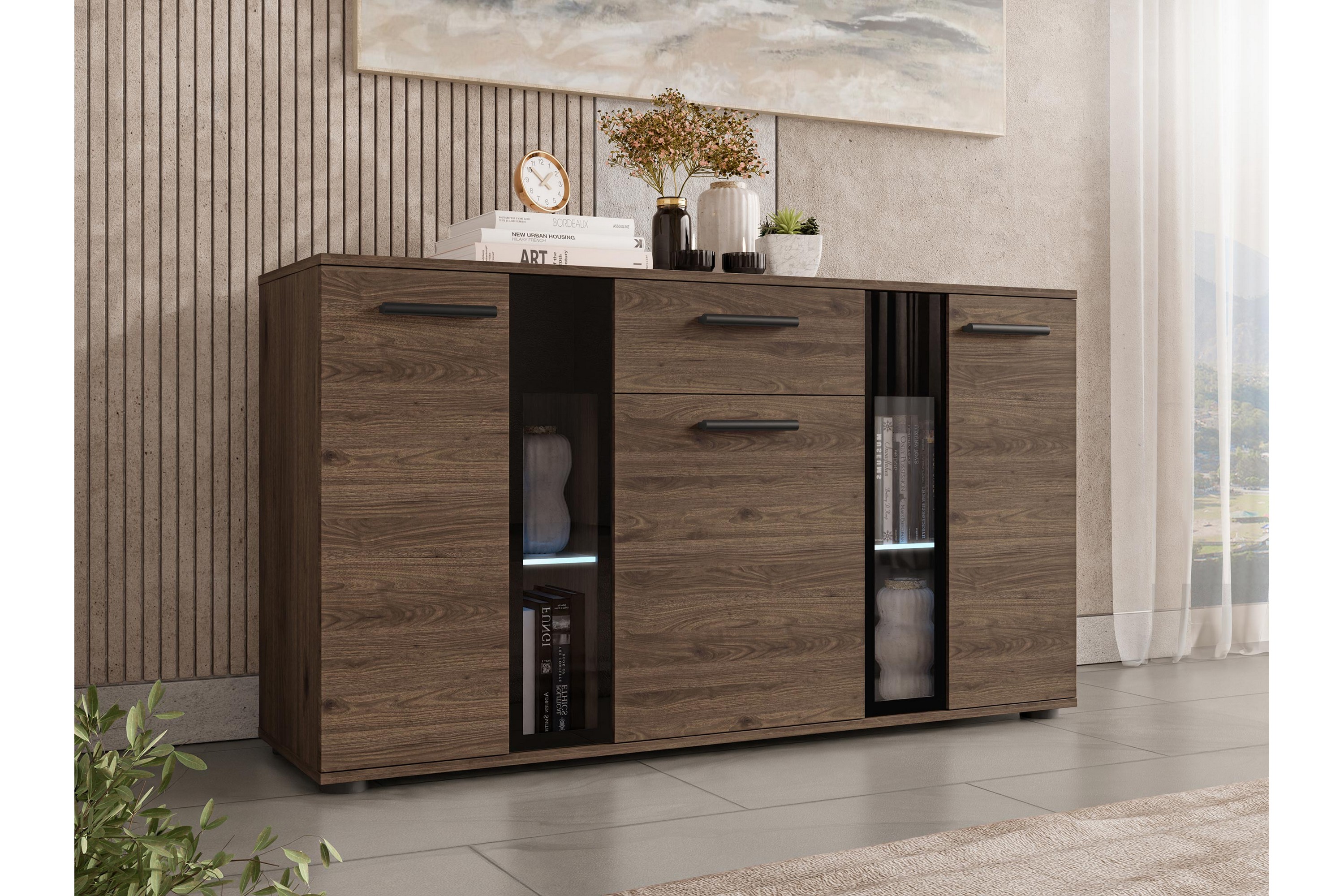 bunta skänk 141x41 cm - beige