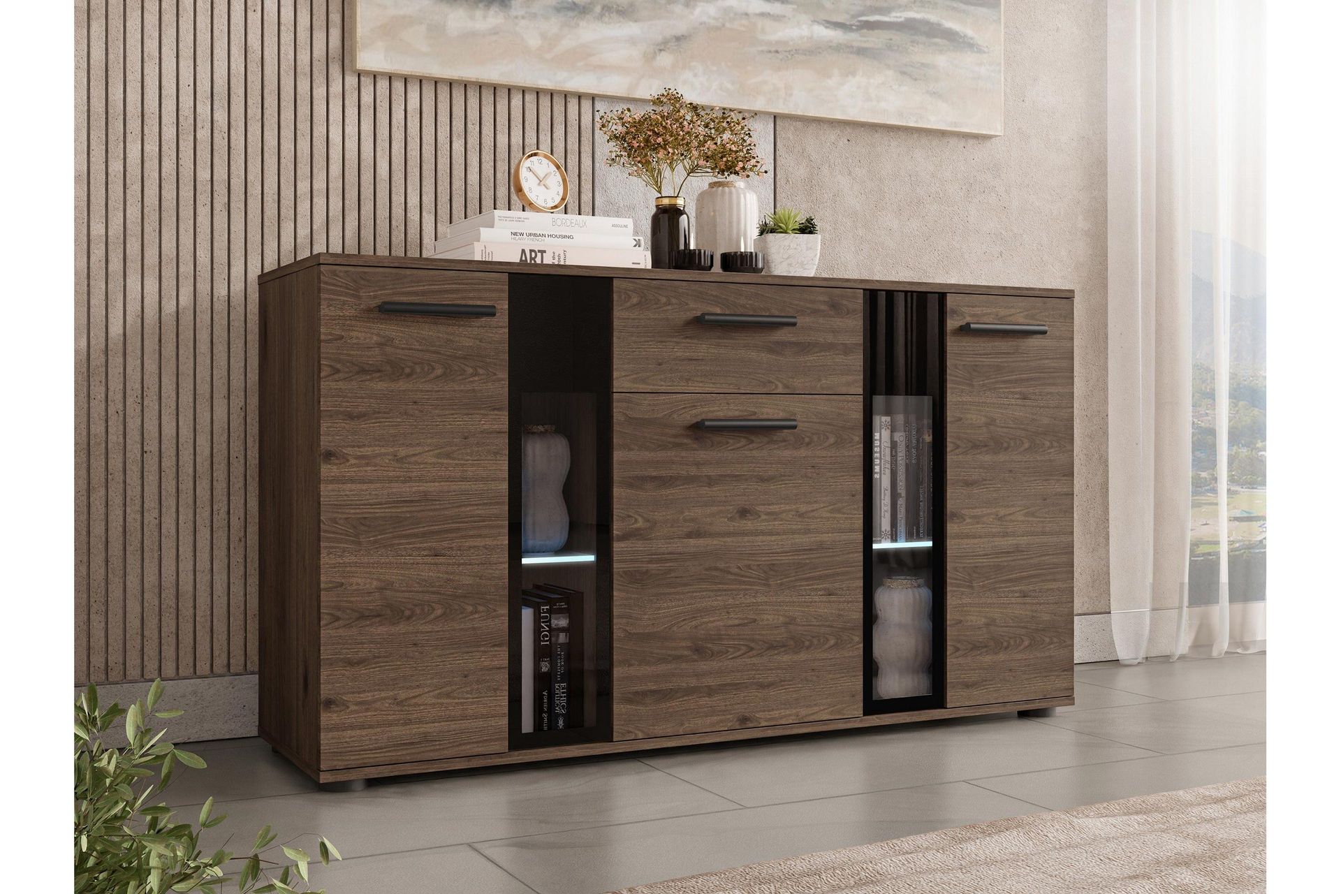 Bunta Sk&auml;nk 141x41 cm - Svart/Vit