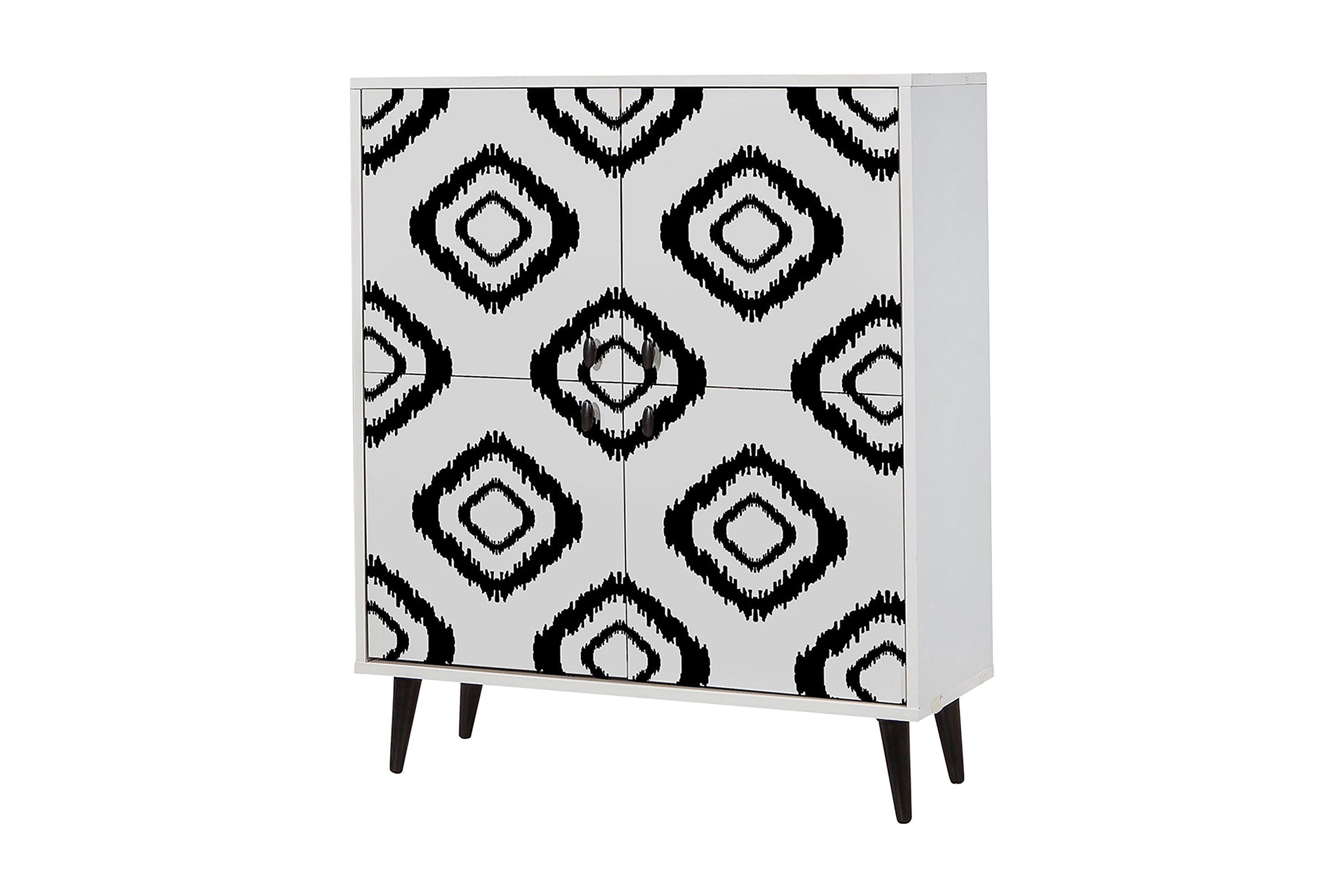 Byråmed 4 Dörrar 95x111 cm Vit/Svart