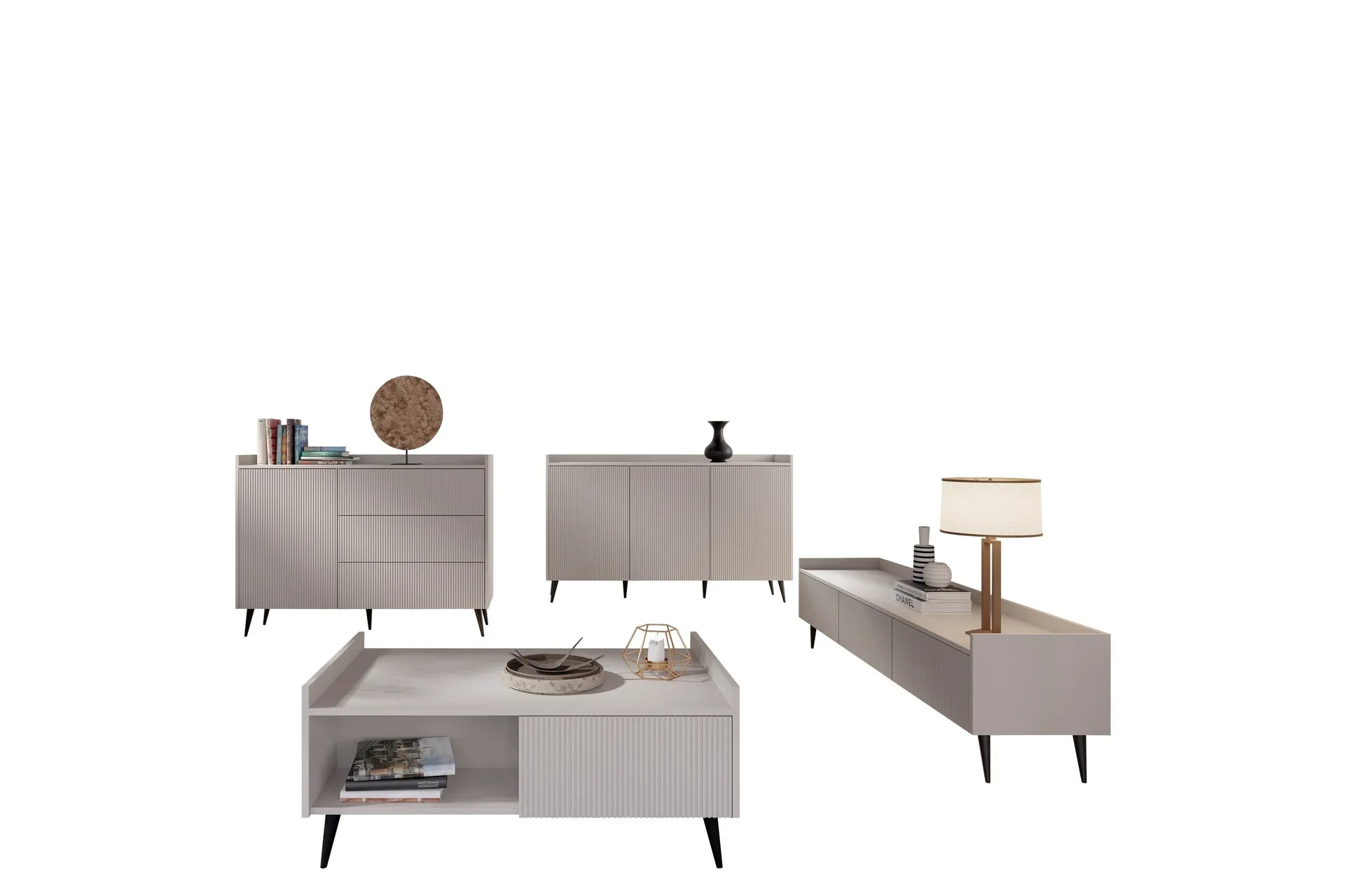 Chiku Möbelset För Vardagsrum - Beige