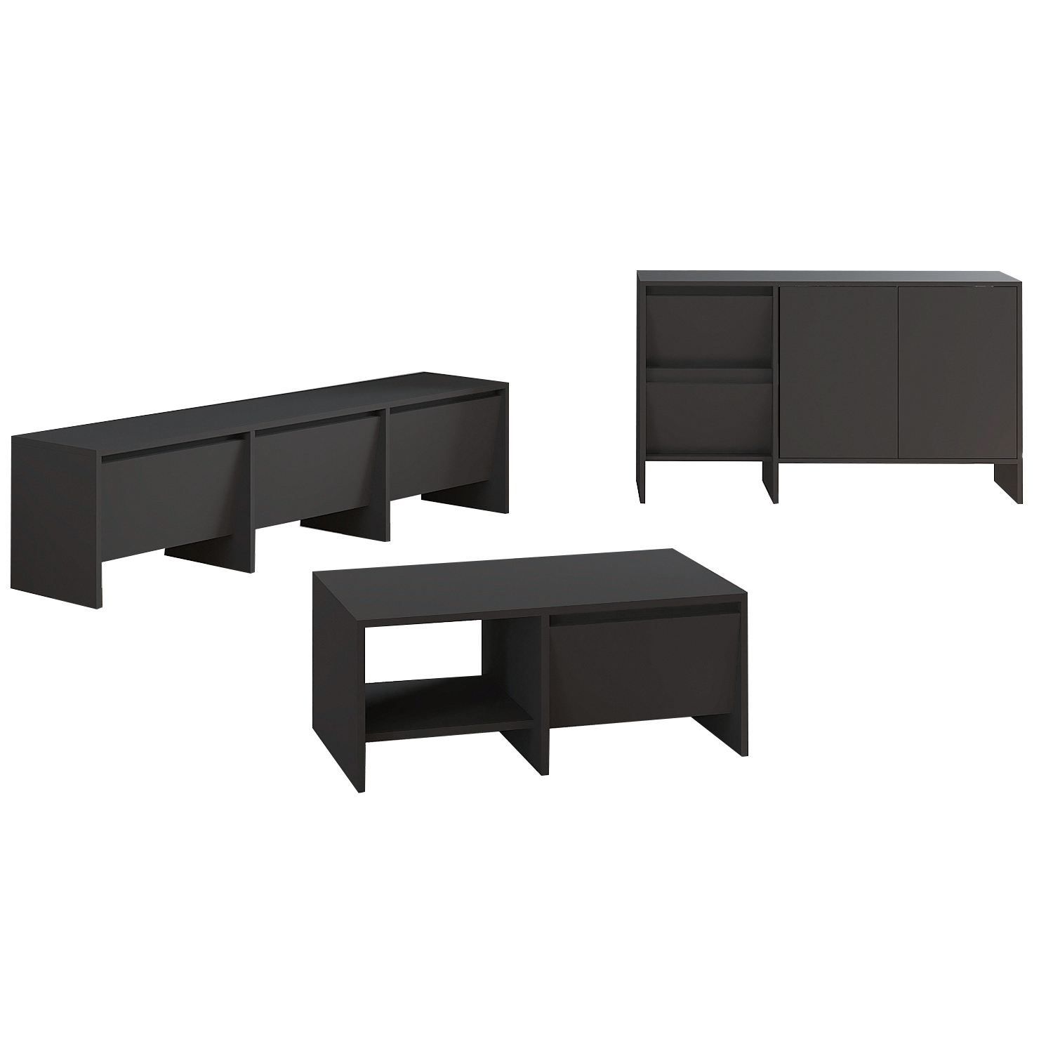 Crala Vardagsrumsmöbelset 160x40x35 cm - Antracit