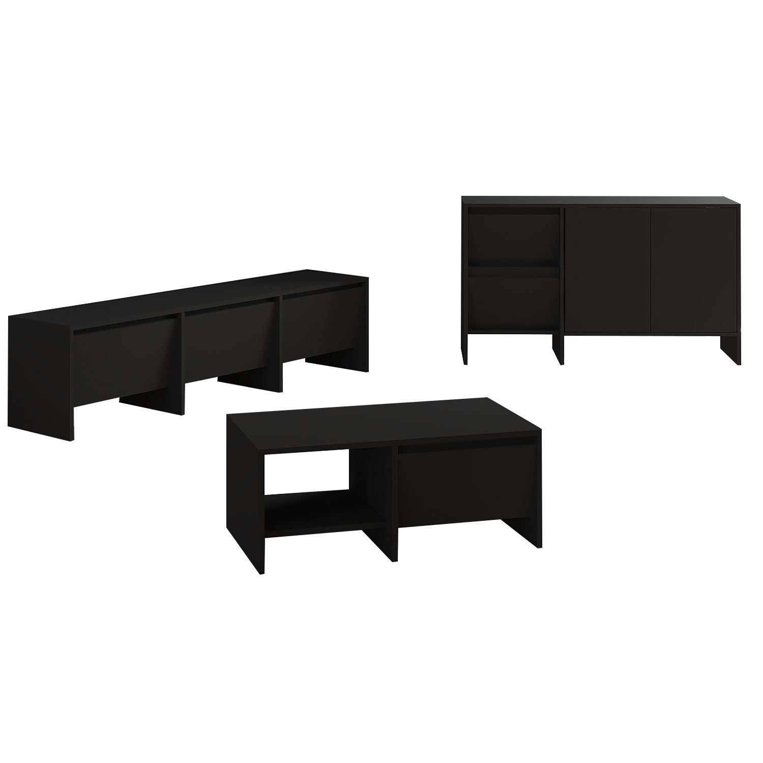 Crala Vardagsrumsmöbelset 160x40x35 cm - Svart