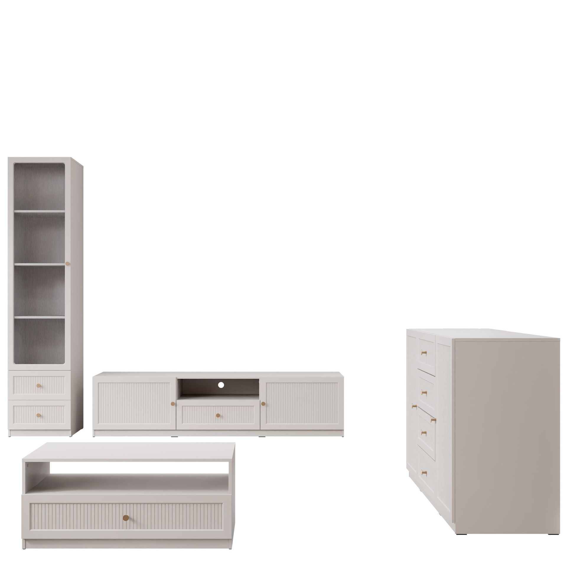 Fayric Möbelset För Vardagsrum - Beige
