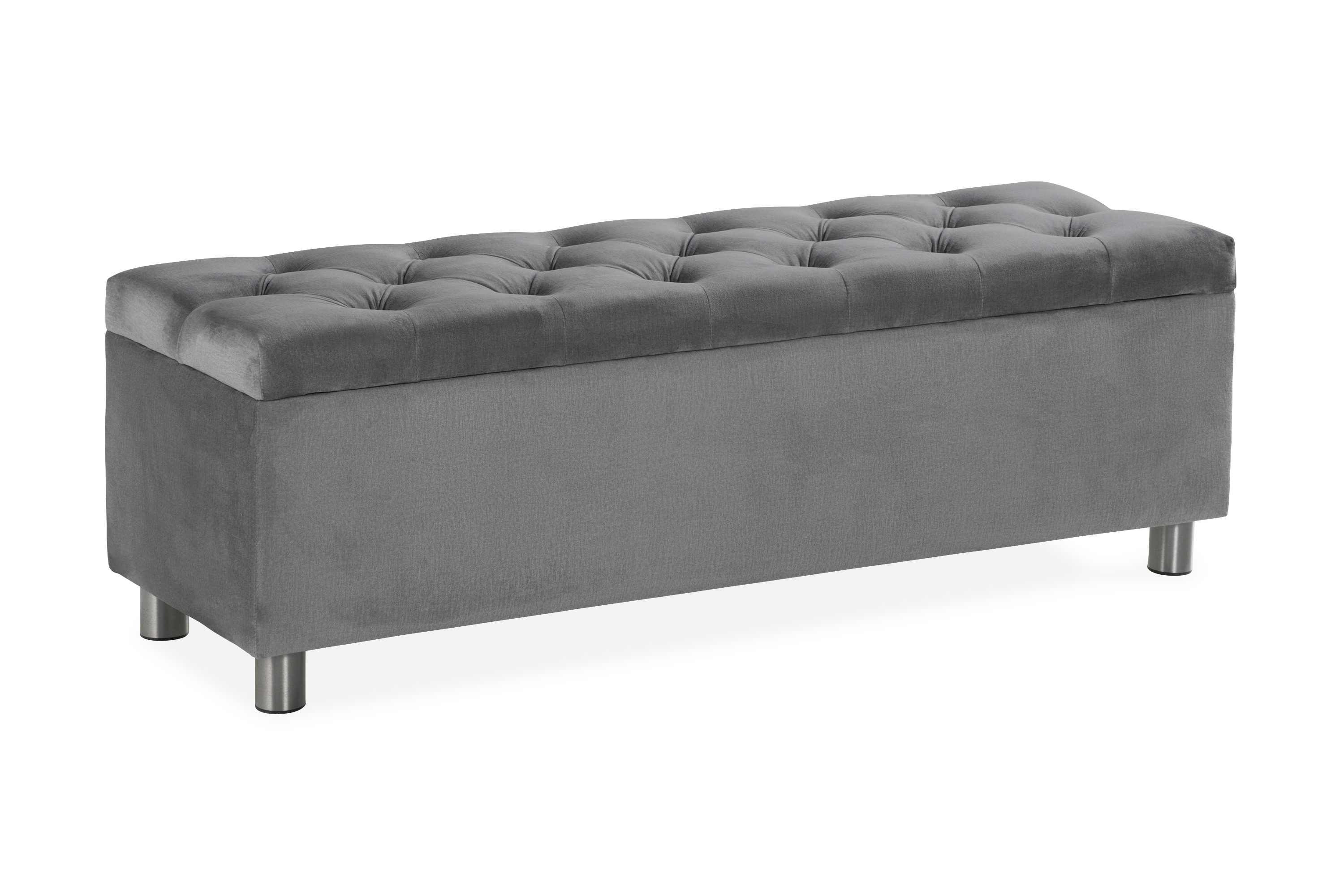 ella sängkista 140cm djuphäftad - grå/sammet