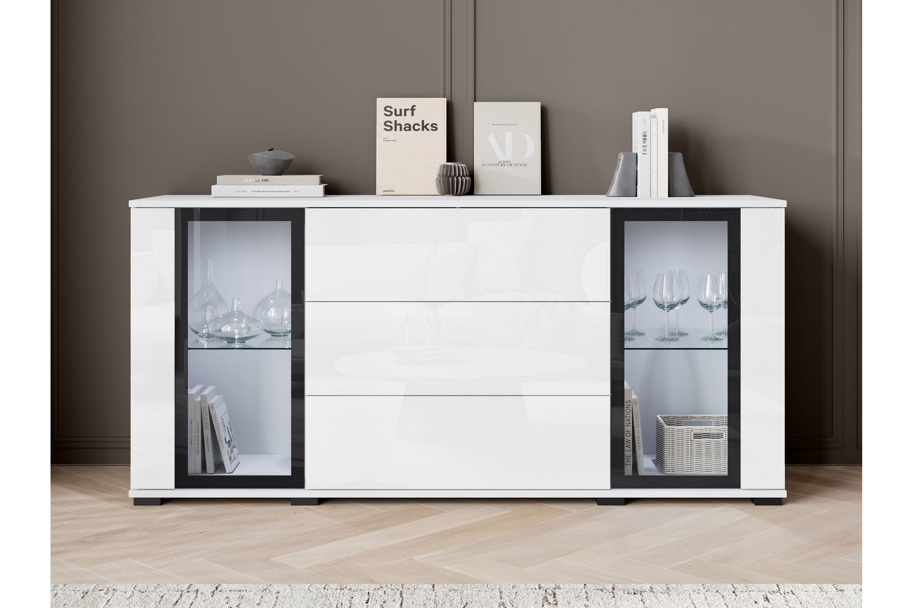 gamal skänk 150x40 cm - brun