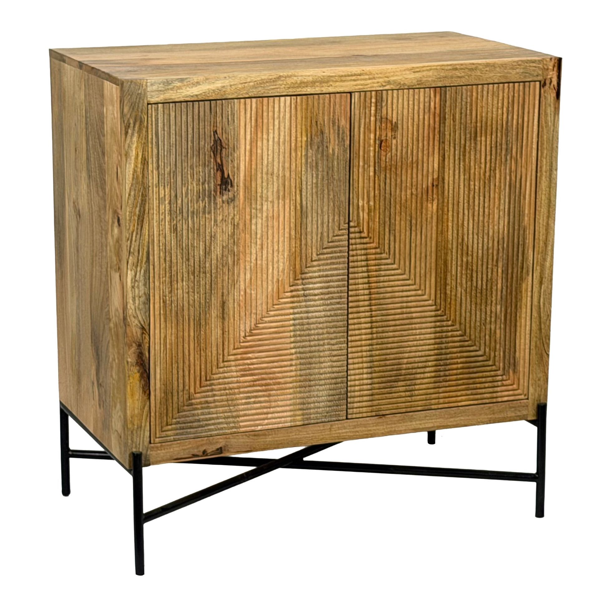 Livano Sideboard 91 cm 3D-m&ouml;nster Industriell stil - varm ljusbrun och svart
