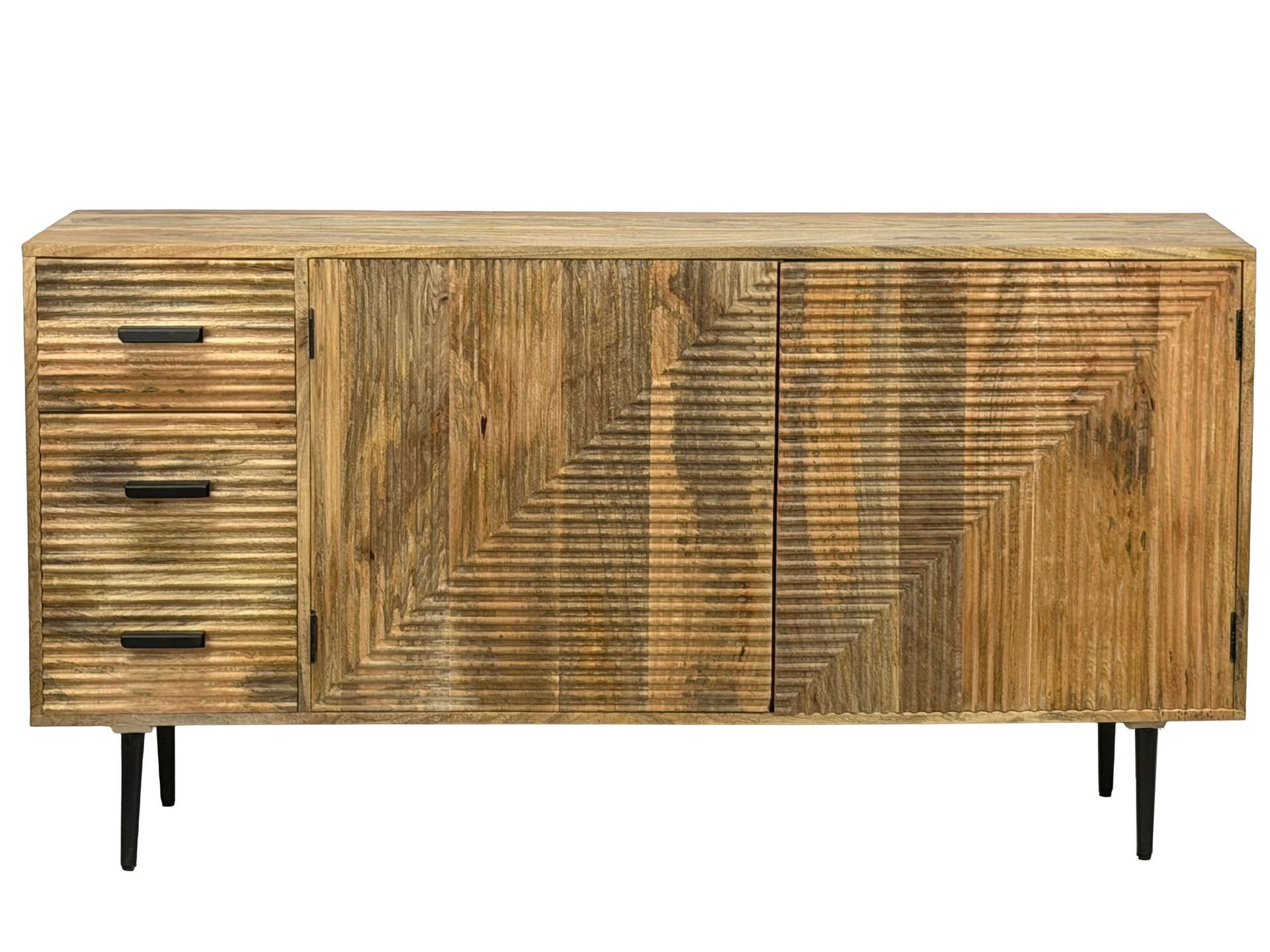 Livara Sideboard 160 cm Industriell stil - ljus naturbrun och svart
