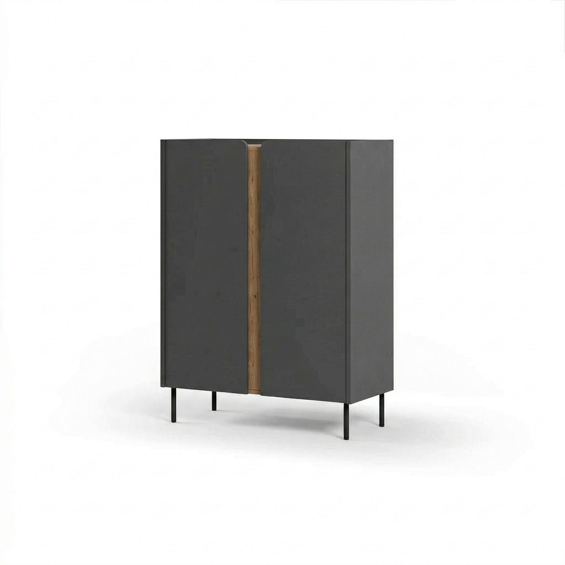 Lomar Sideboard 90x120,4x40,5 cm - Antracit/Naturlig ek/Svart