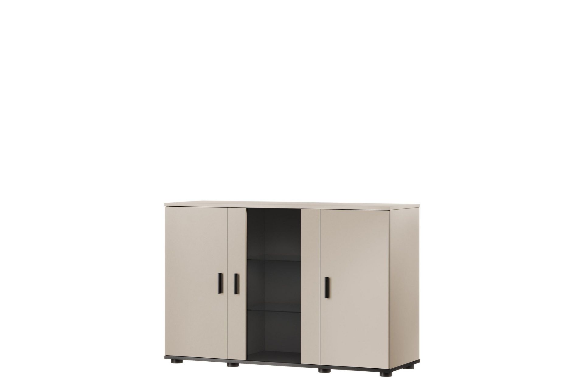 Lyrosen Sk&auml;nk 120 cm i Tr&auml; med Glasd&ouml;rr - Beige