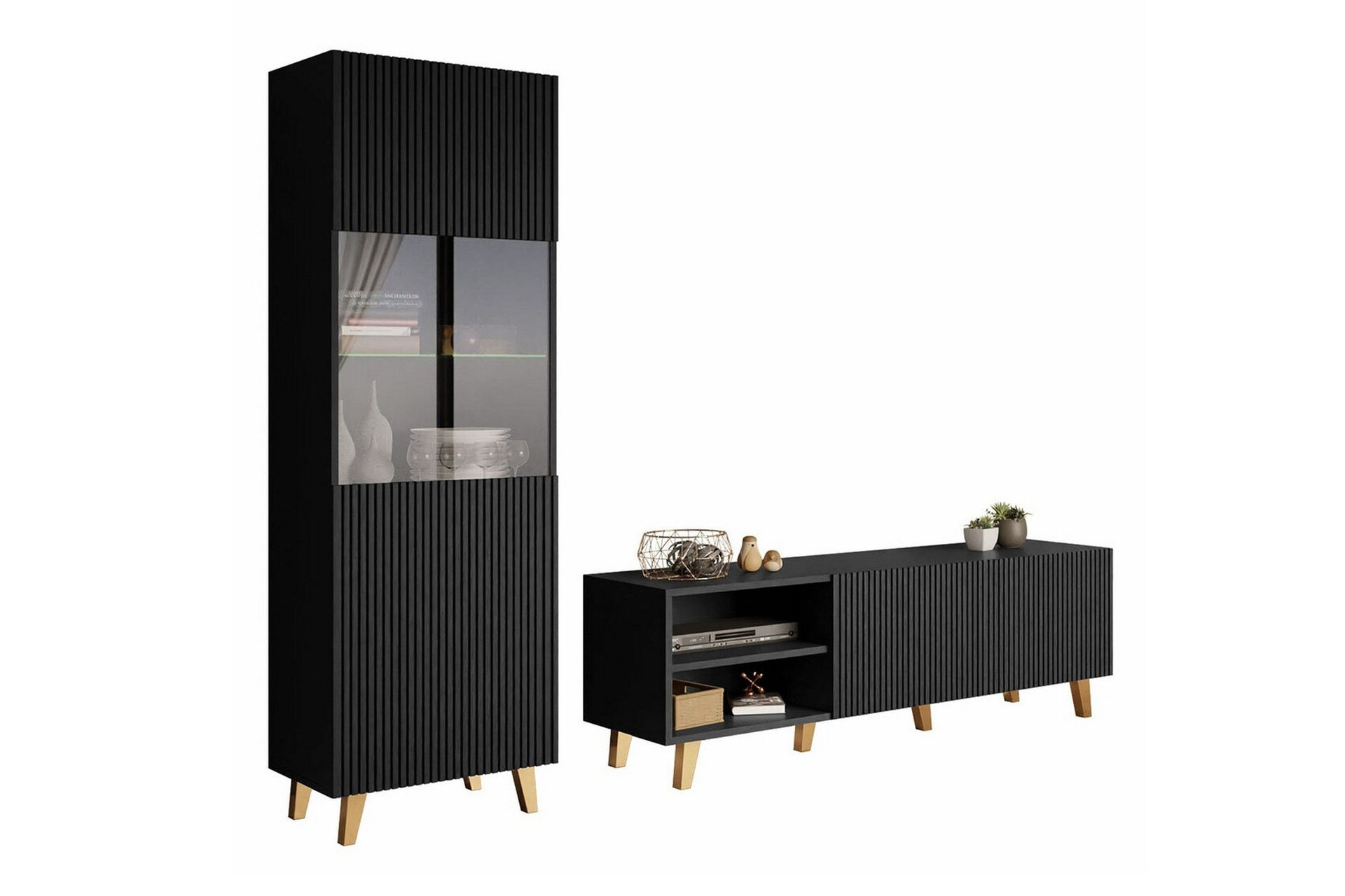 Strontian Möbelset För Vardagsrum Scandinavian Choice Black -