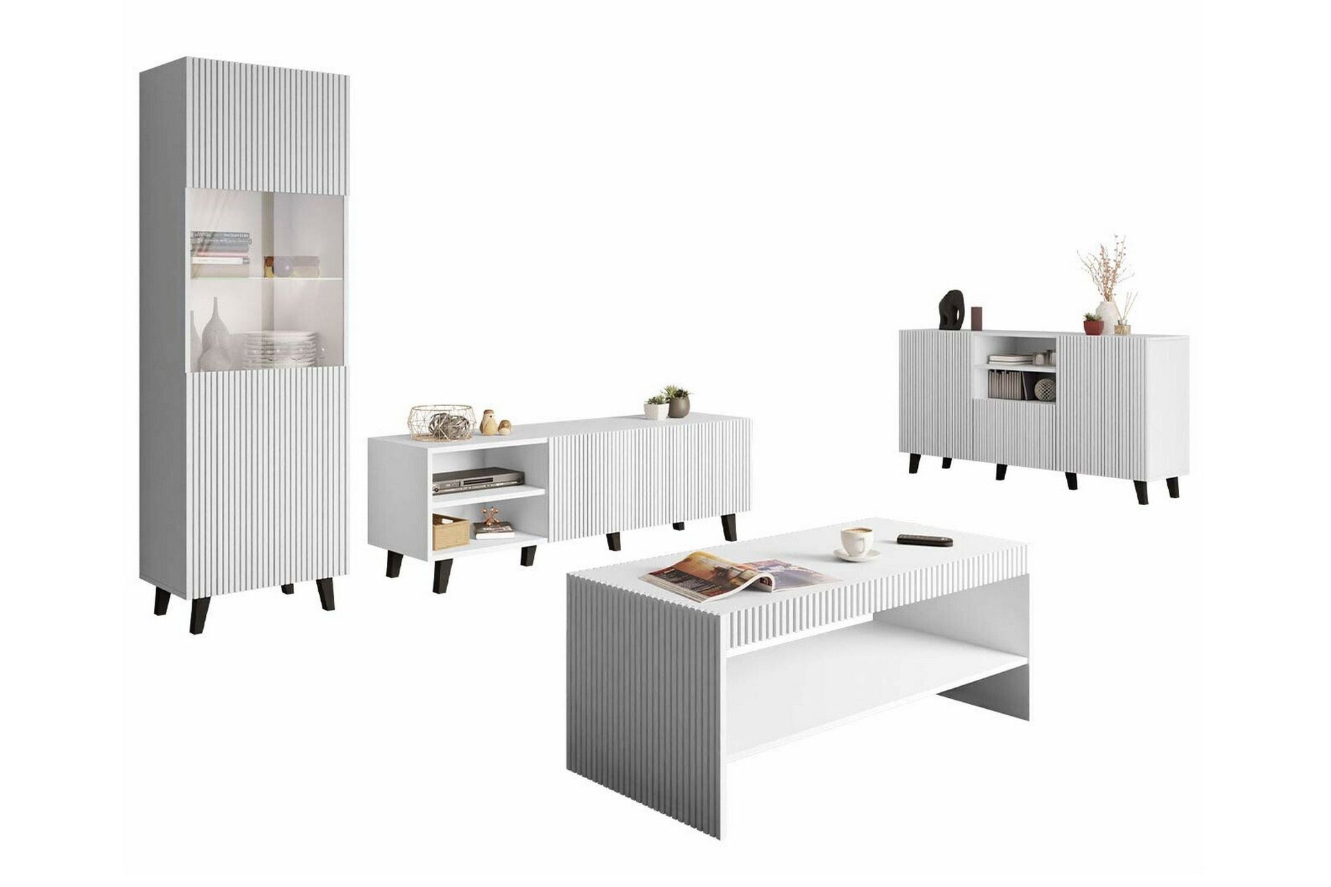 Strontian Möbelset För Vardagsrum Scandinavian Choice White -
