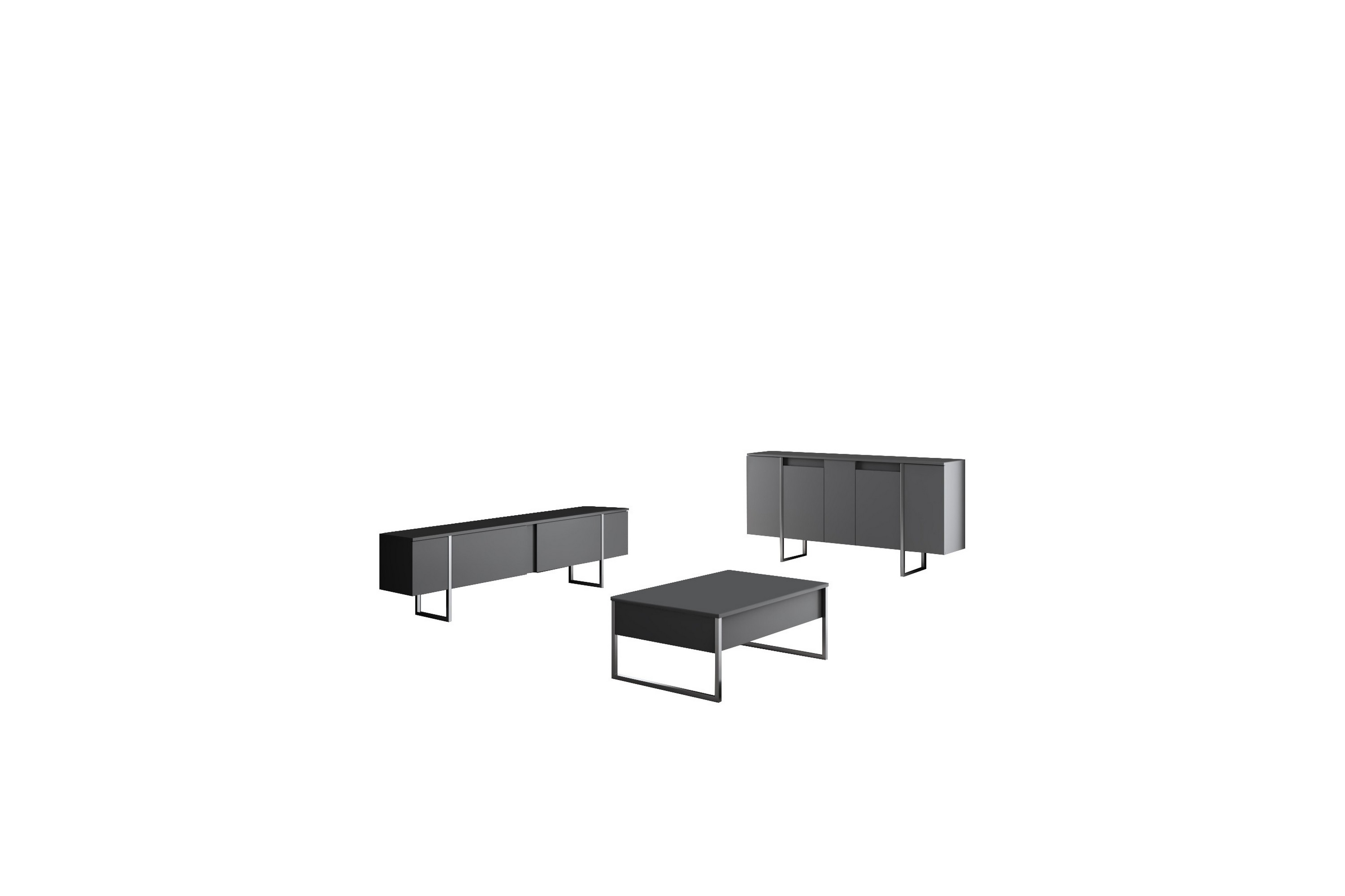 Möbelset För Vardagsrum Luxe Antracit/Silver