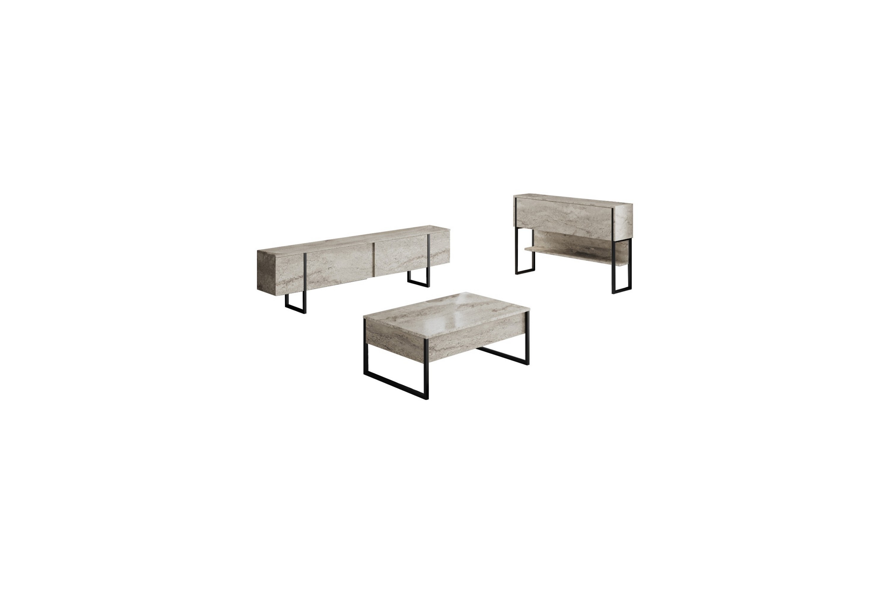 Möbelset För Vardagsrum Luxe Beige/Svart