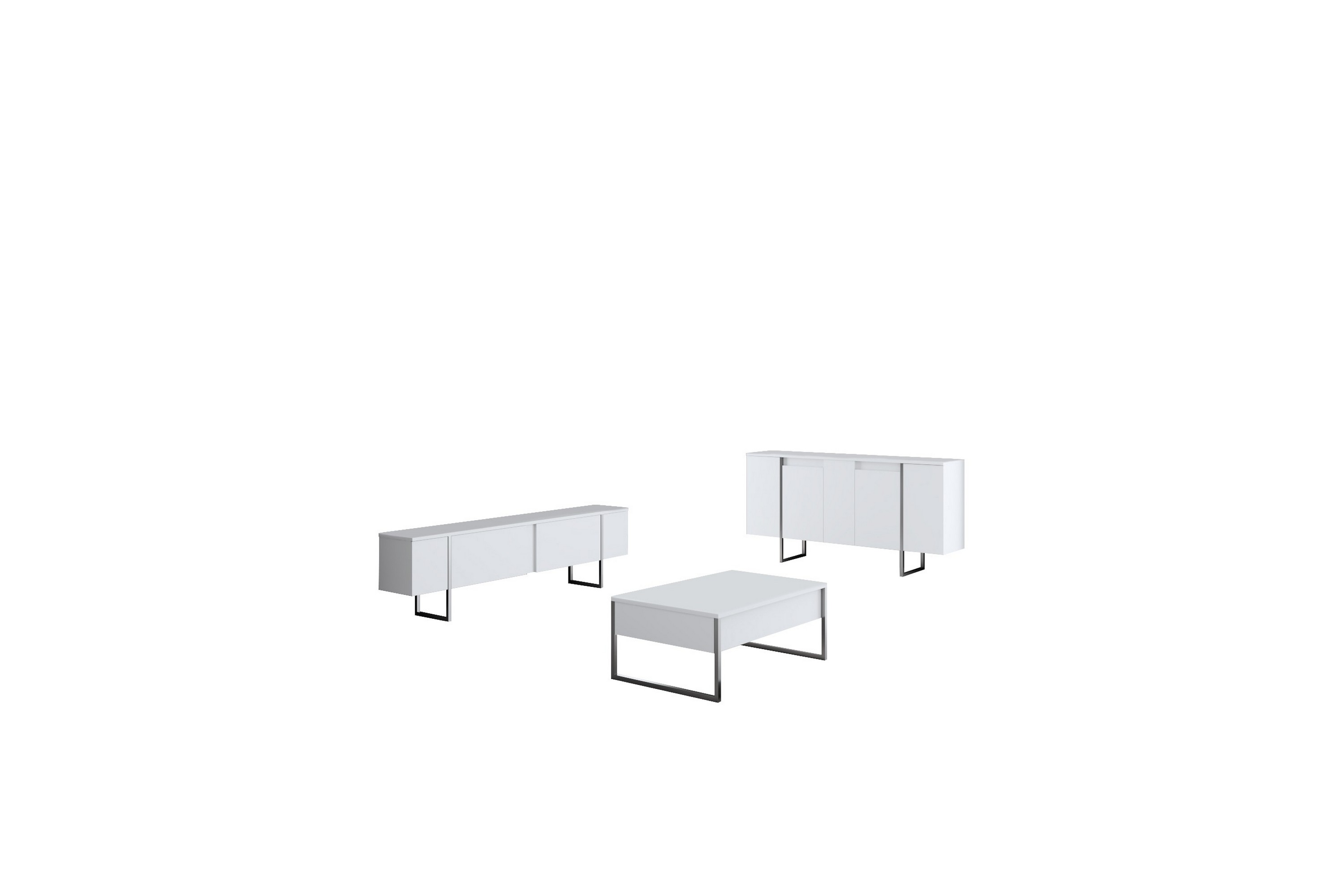 Möbelset För Vardagsrum Luxe Vit/Silver