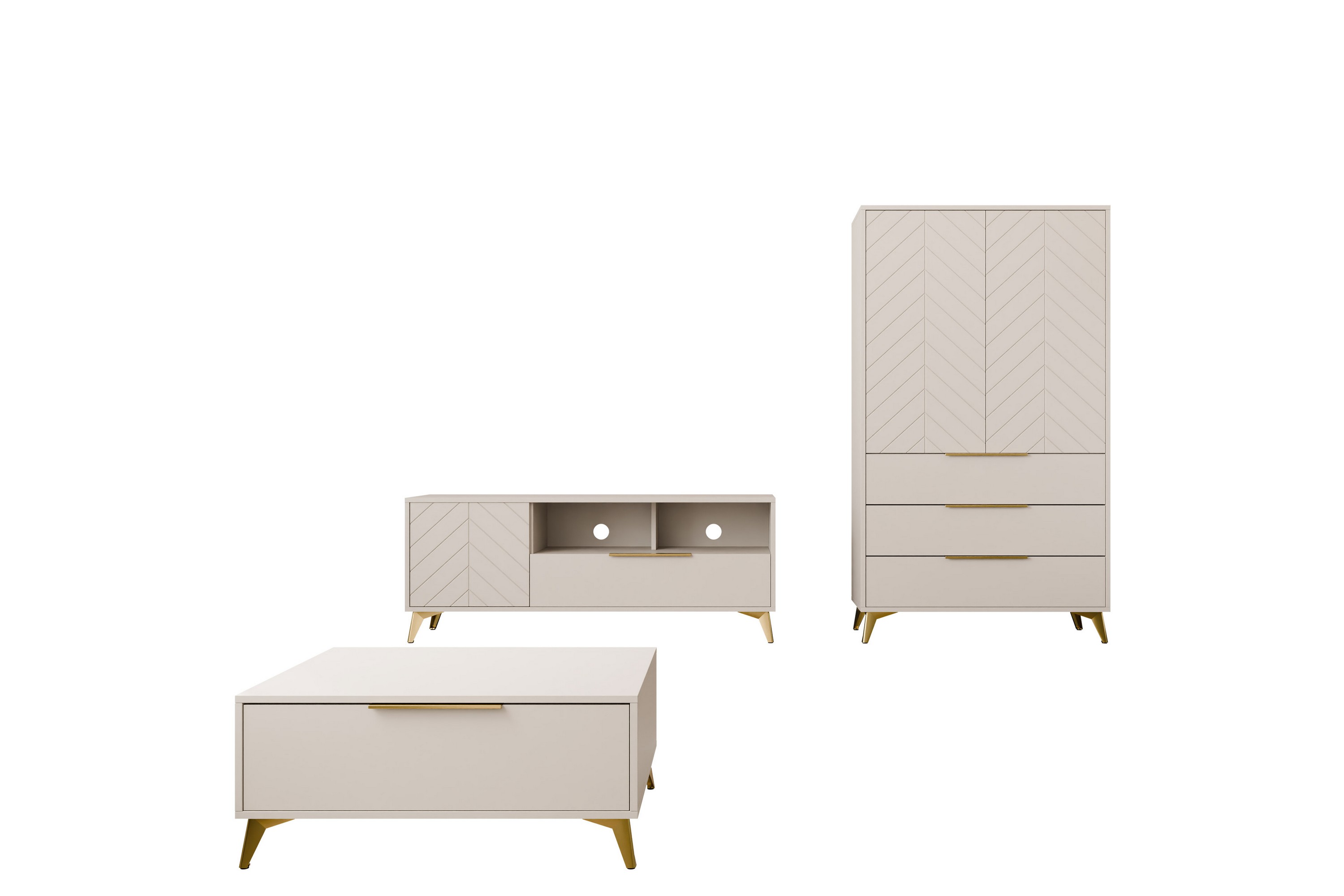 Möbelset För Vardagsrum Vemdalen Sand beige