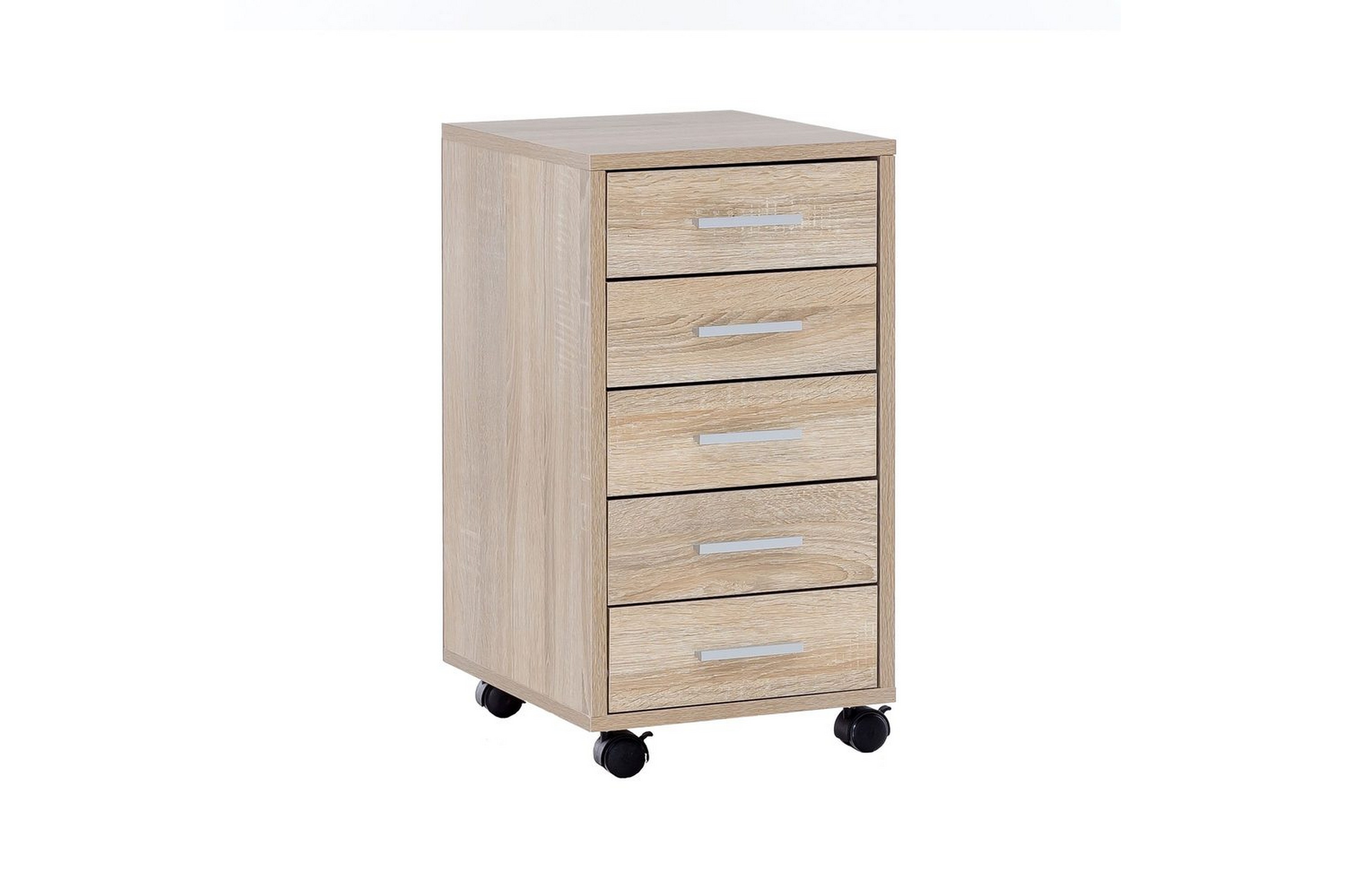 Rullkontejner Wohnling 5 lådor med hjul, folierad spånskiva, modern stil Sonoma Sonoma