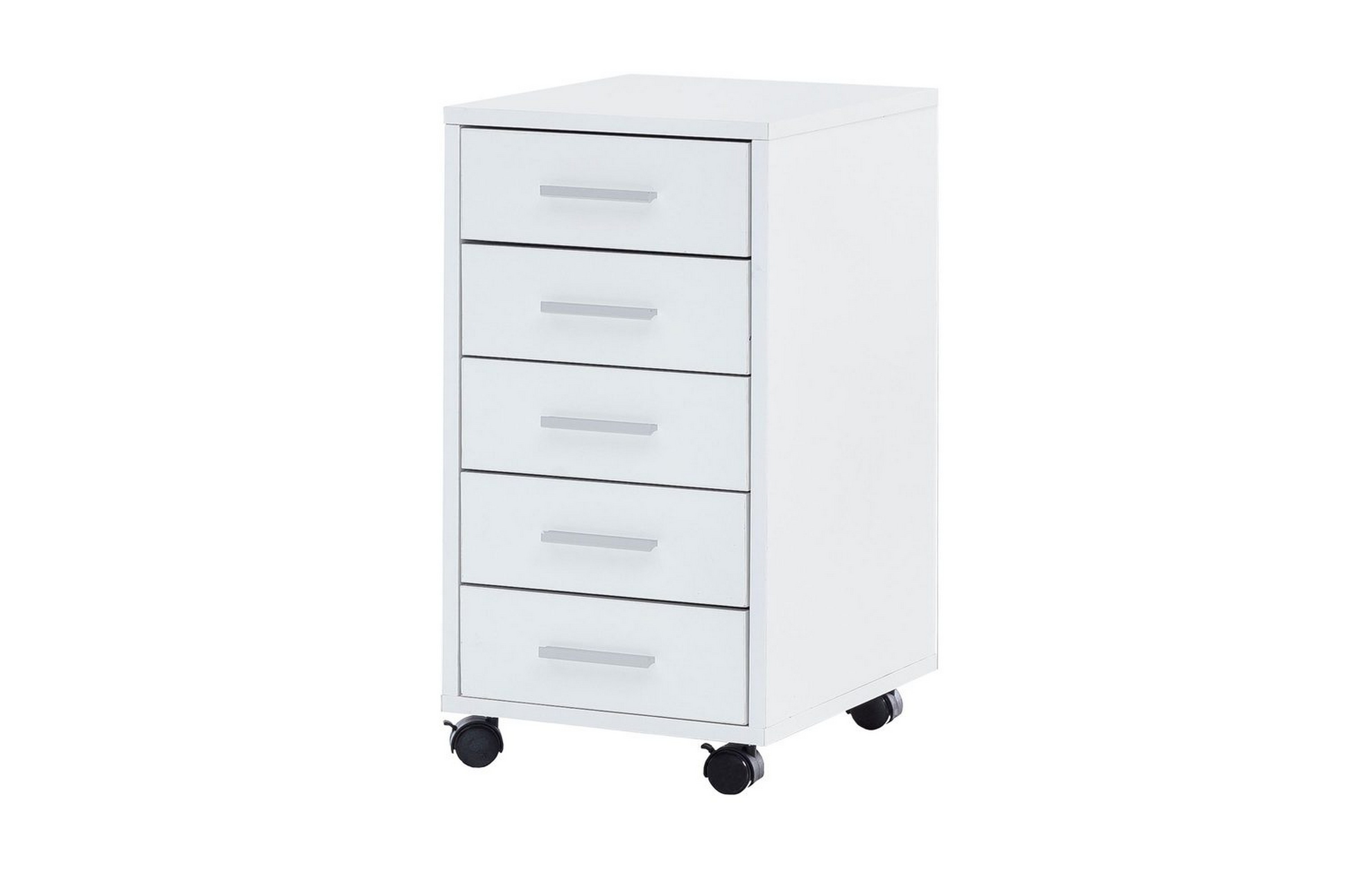 Rullkontejner Wohnling 5 lådor med hjul, folierad spånskiva, modern stil Vit Vit