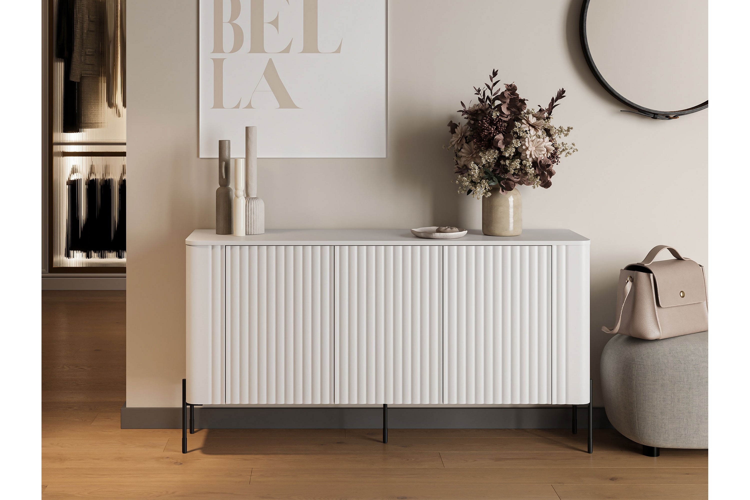 sherie skänk 150x40 cm - vit