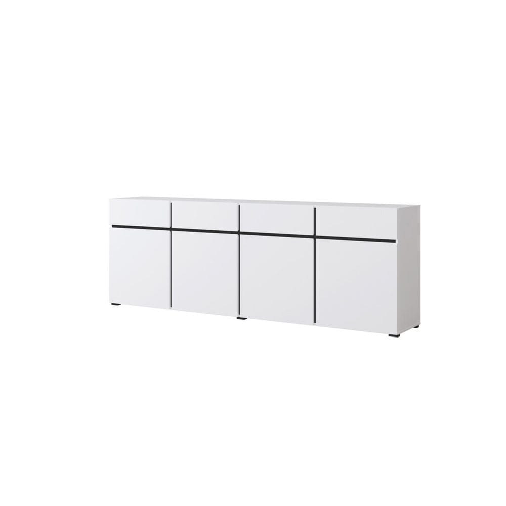 sideboard cross 4 dörrar med 4 lådor - vit - svart