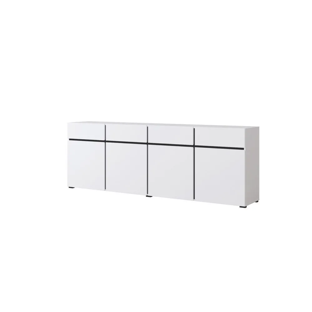 Sideboard Cross 4 d&ouml;rrar med 4 l&aring;dor - Vit - Svart
