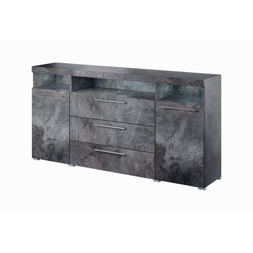 sideboard indien 2 dörrar med 3 lådor - skiffer, 182 cm