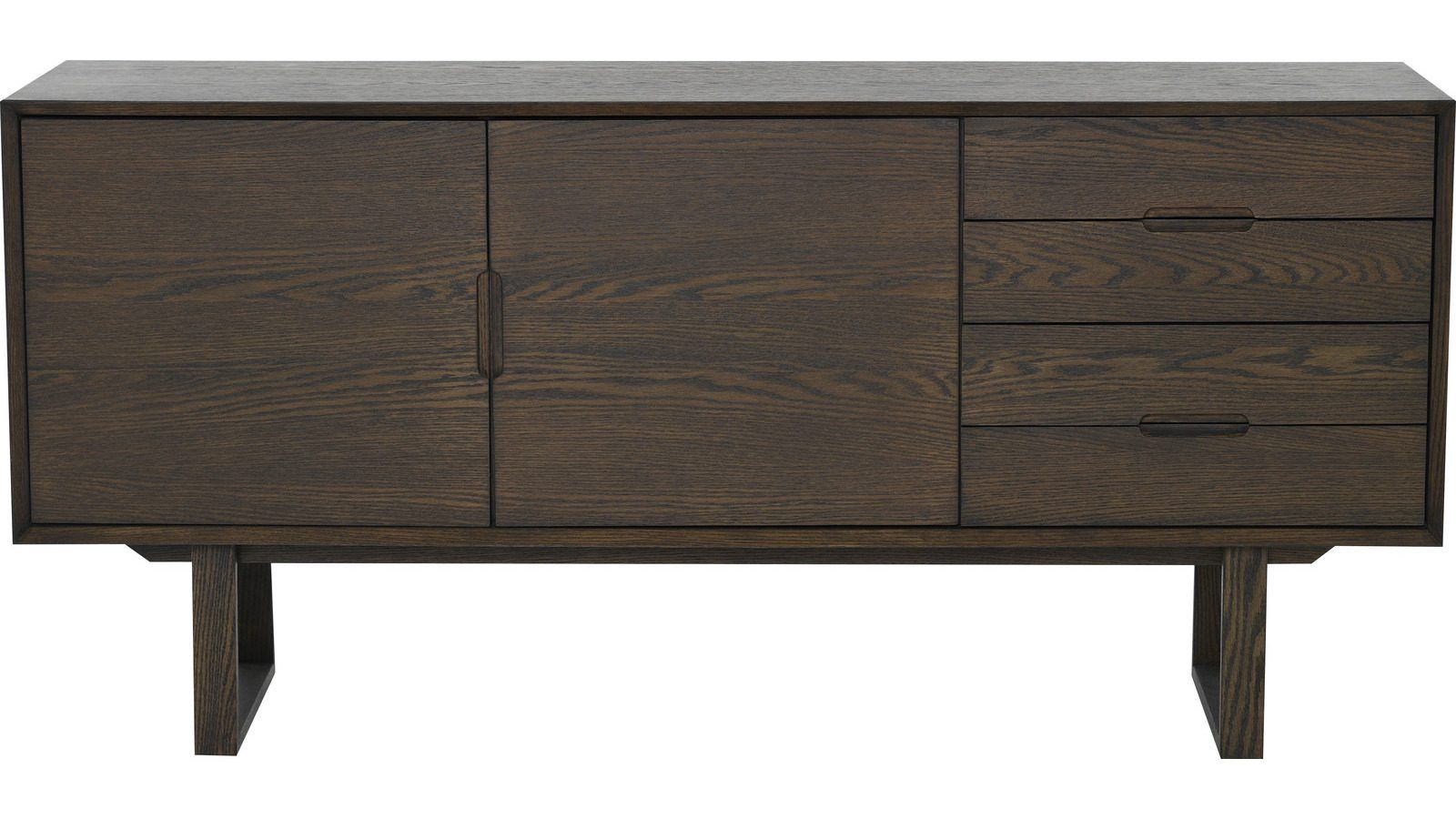 Sideboard Norvik - Brunlackad ekfaner och vitpigmenterad finish
