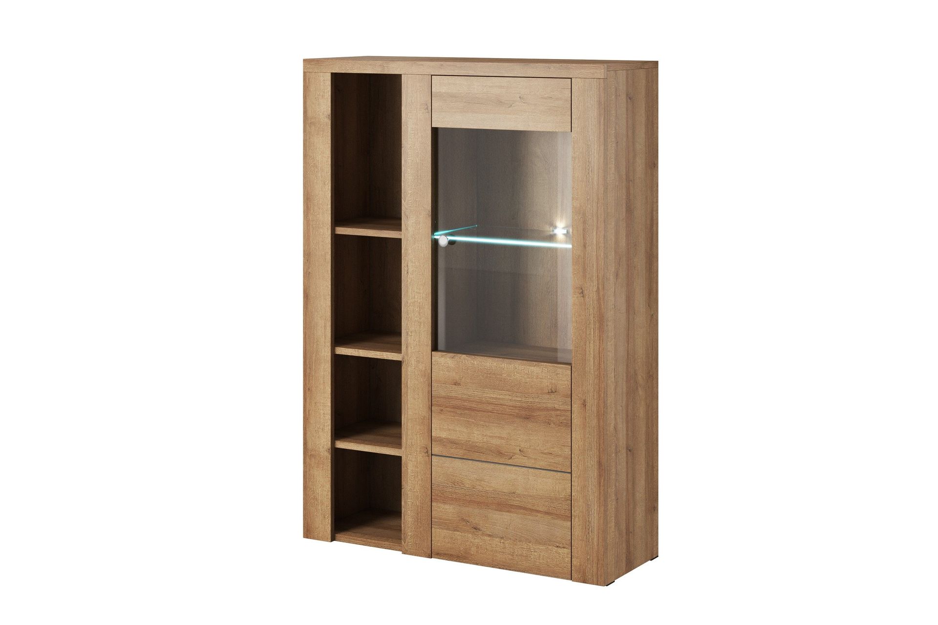 Cicely Sideboard i Ljust Trä med Glasdörr - Brun