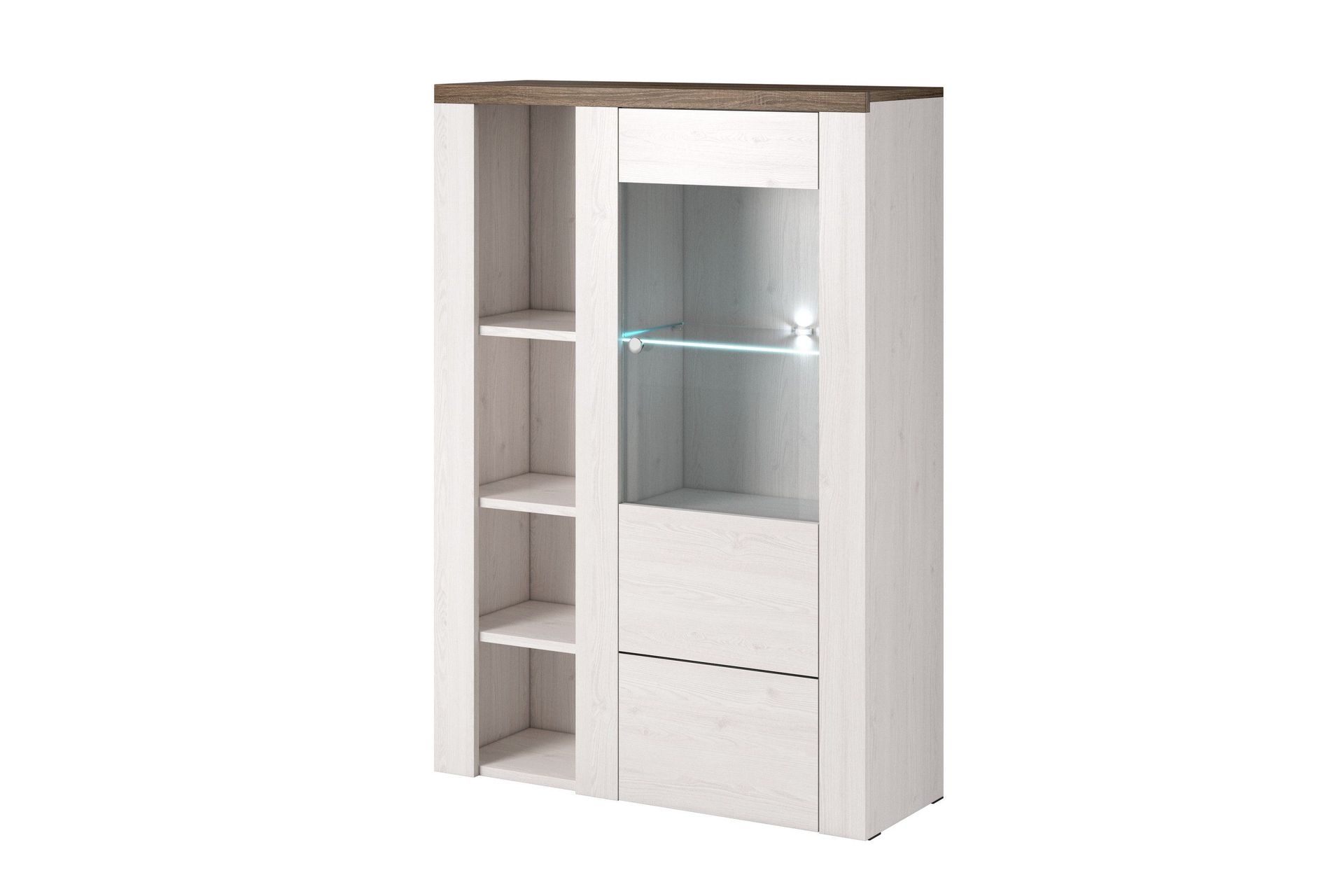 Cicely Sideboard i Tr&auml; med Glasd&ouml;rr - Vit