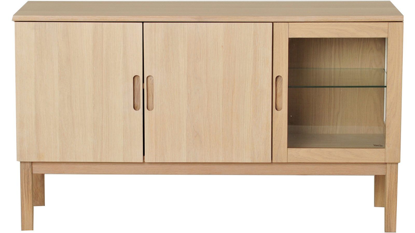 Sideboard Odlund med Glasdörr & Belysning - Vitpigmenterad ekfaner