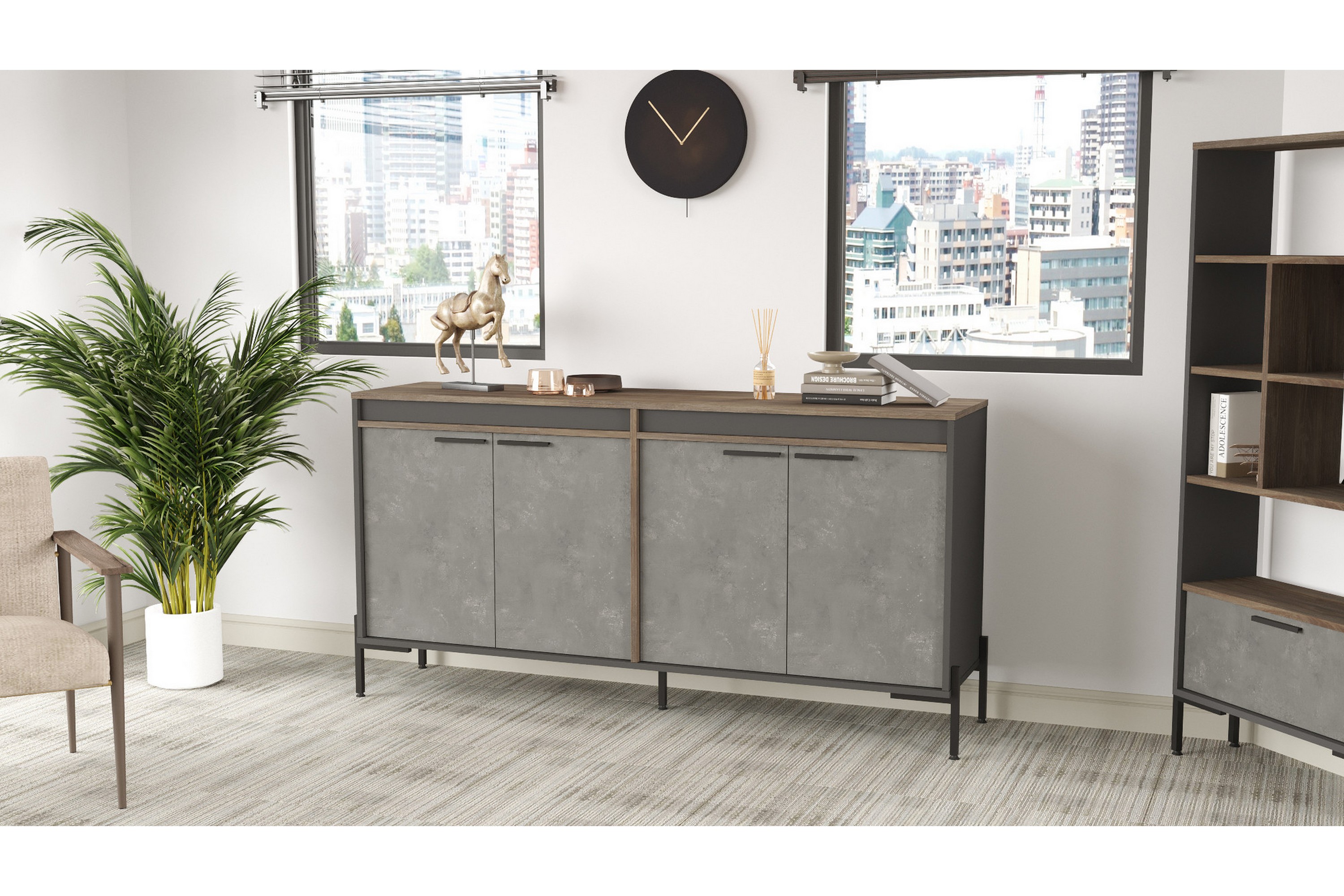 Sideboard Urgby 46x184 cm Brun/BetonggråAntracit