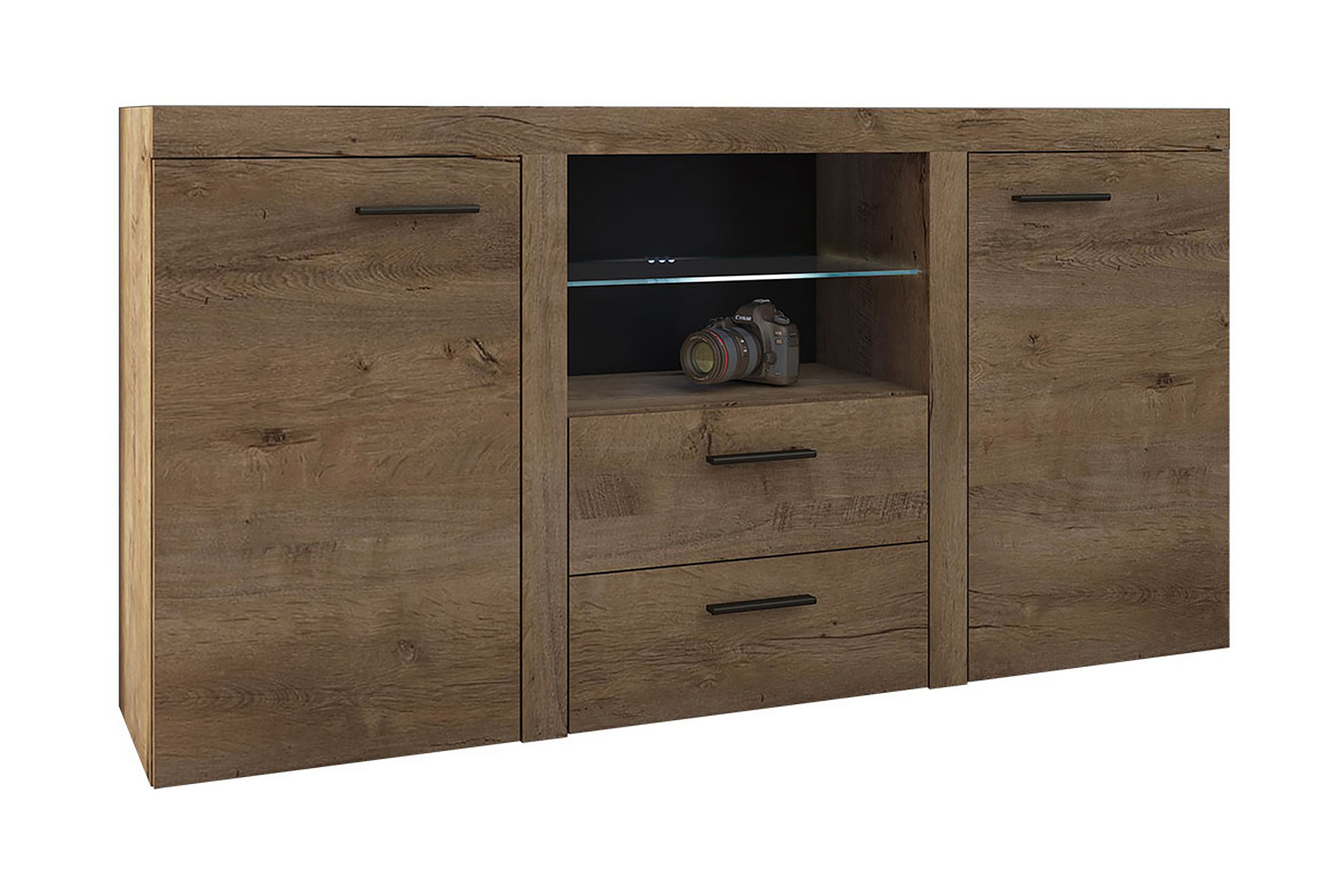 Skänk Rumba 157x40x81 cm Ek/Vit Led-Belysning