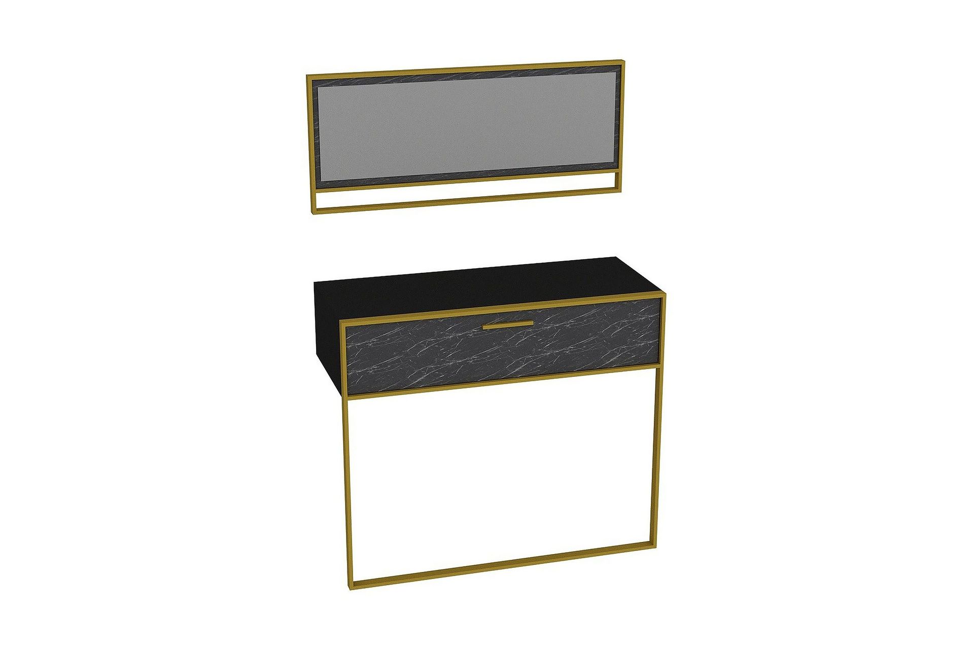 Susia Sideboard 90 cm i Tr&auml; med Metallram - GuldSvart