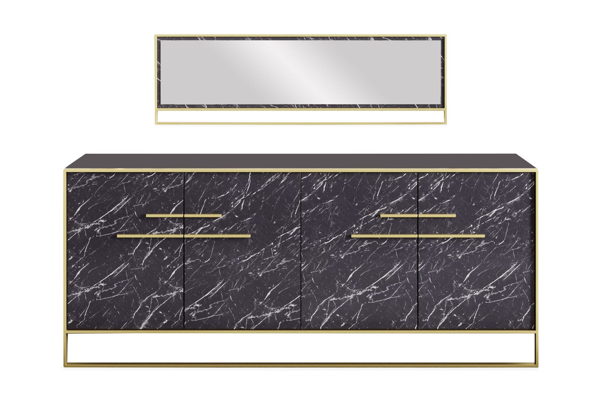 Susia Sidobord 180 cm - Guld|Svart