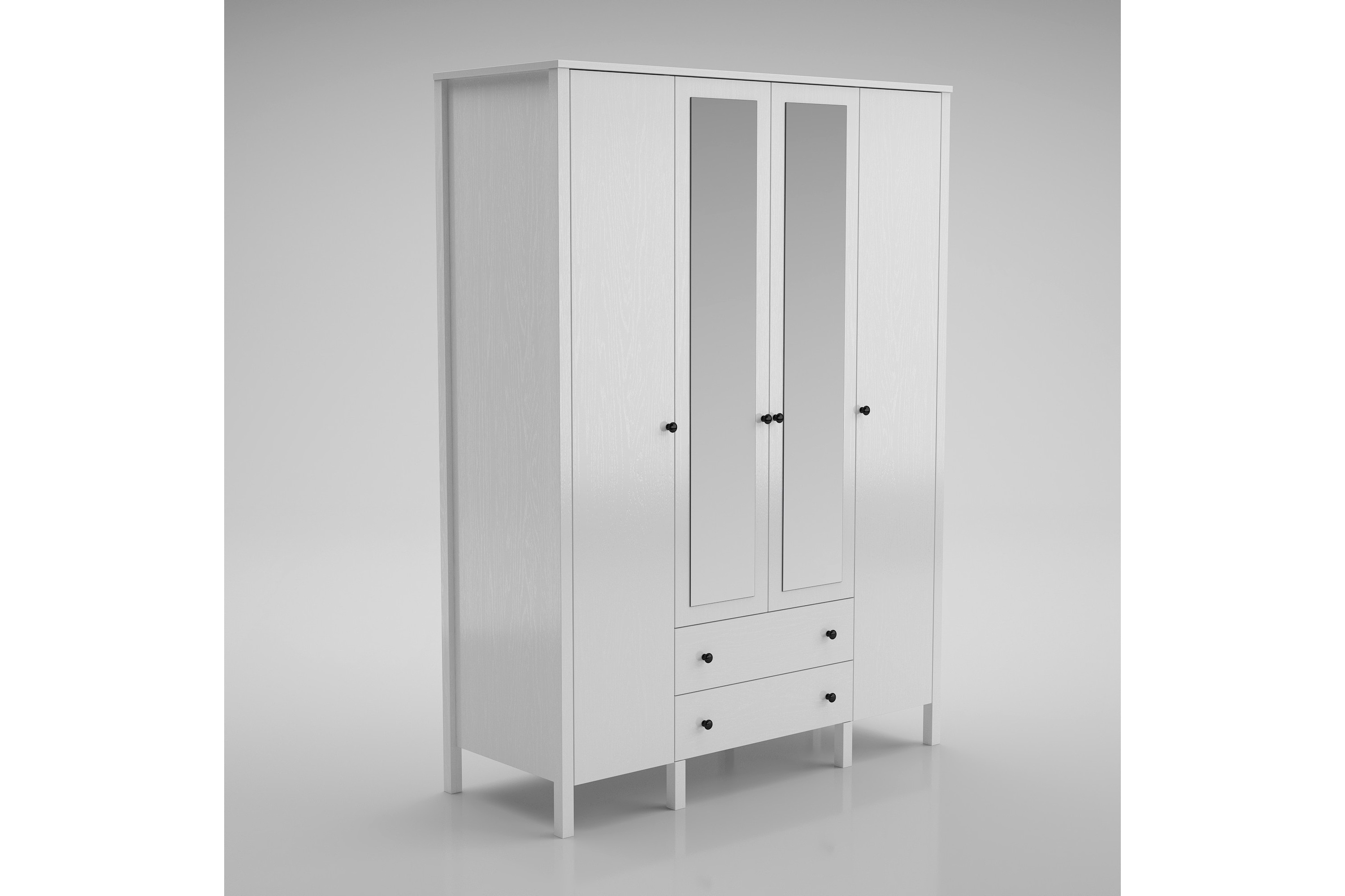 Garderob med Spegel Elspet 140x195 cm Brun/Vit