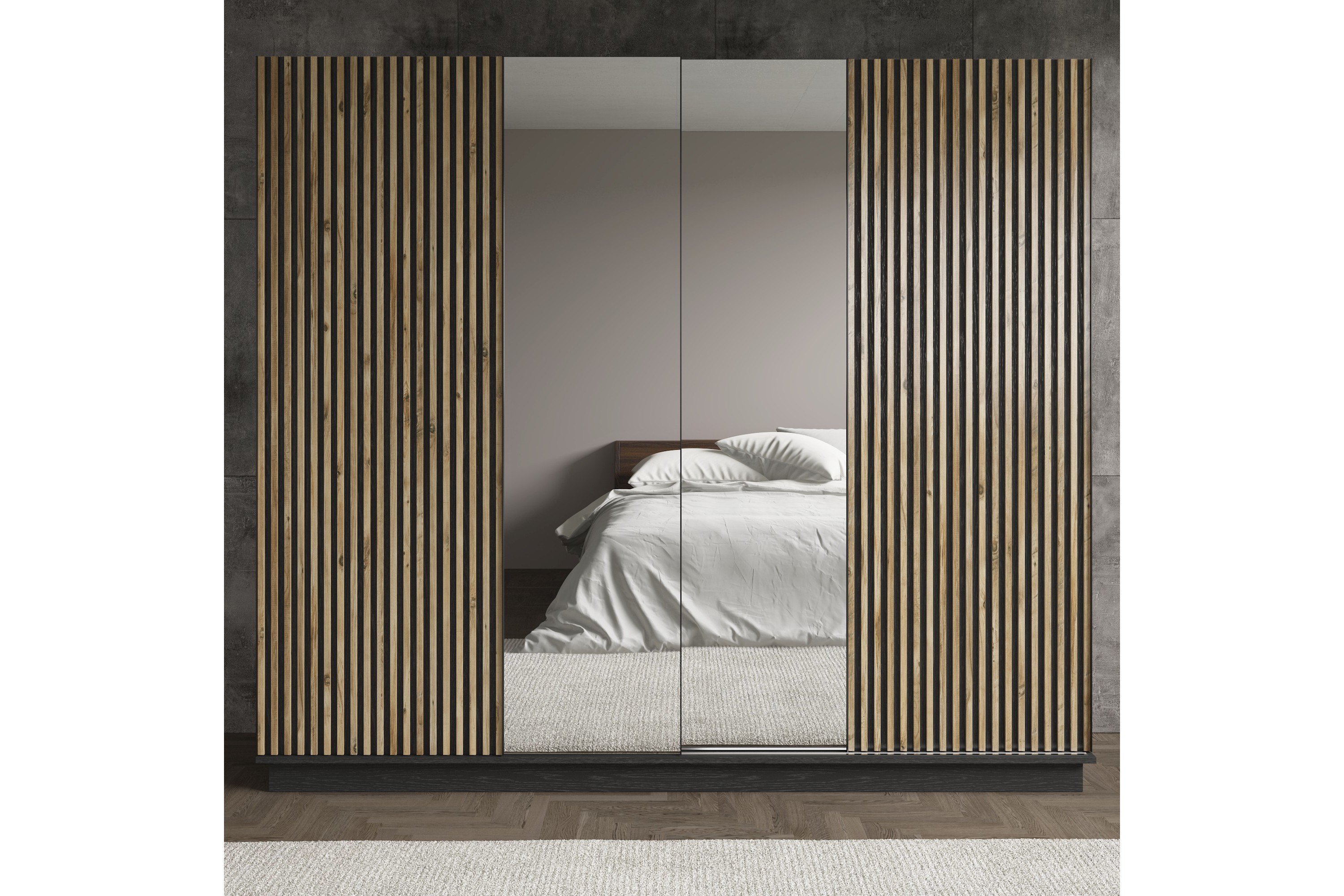 Garderob med Spegel Elspet 240x213 cm Svart/Brun
