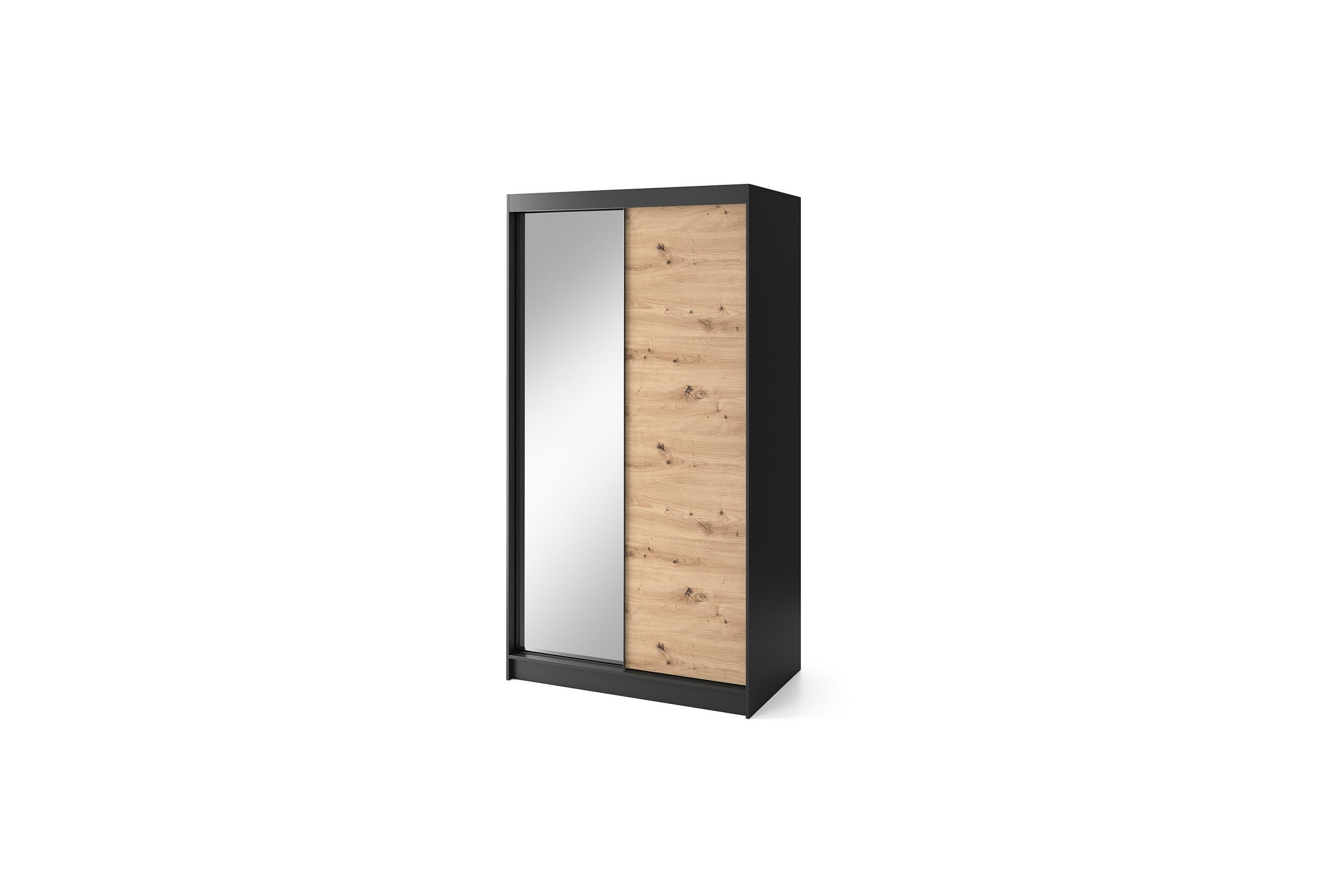 garderob med spegel esville 120x220 cm - brun