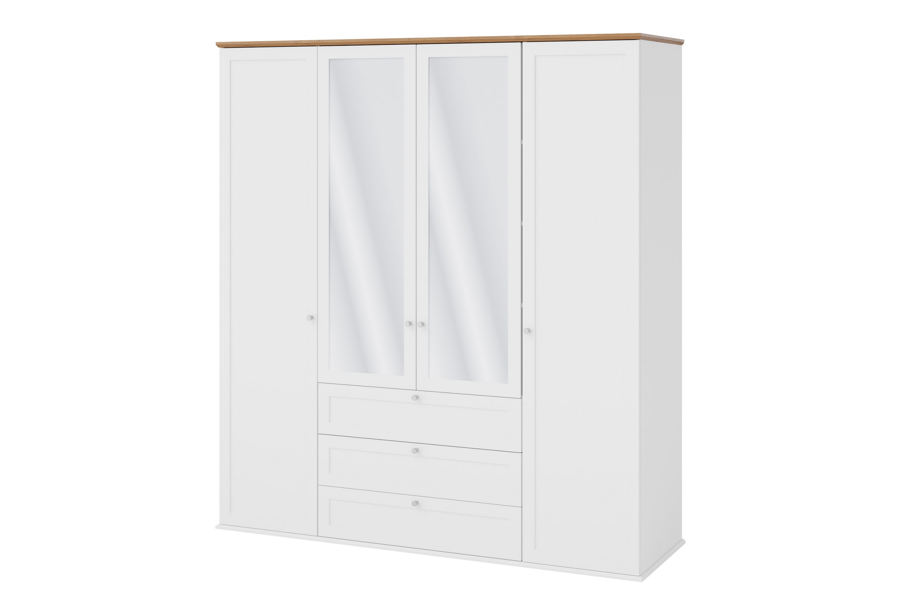 Garderob med Spegel Hammerdal 182 cm Vit/Ek