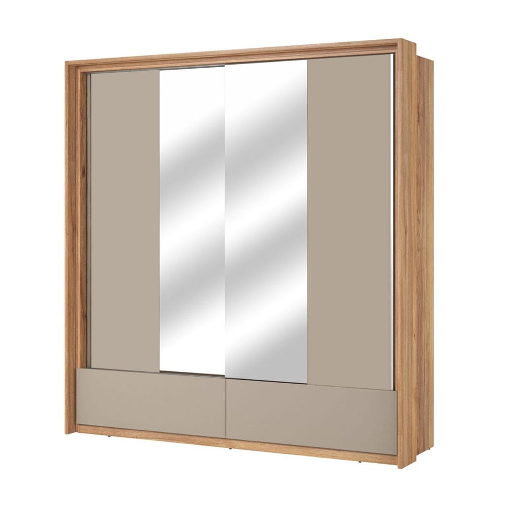 garderob med spegel impressio 2 skjutdörrar med 2 lådor - 209 cm