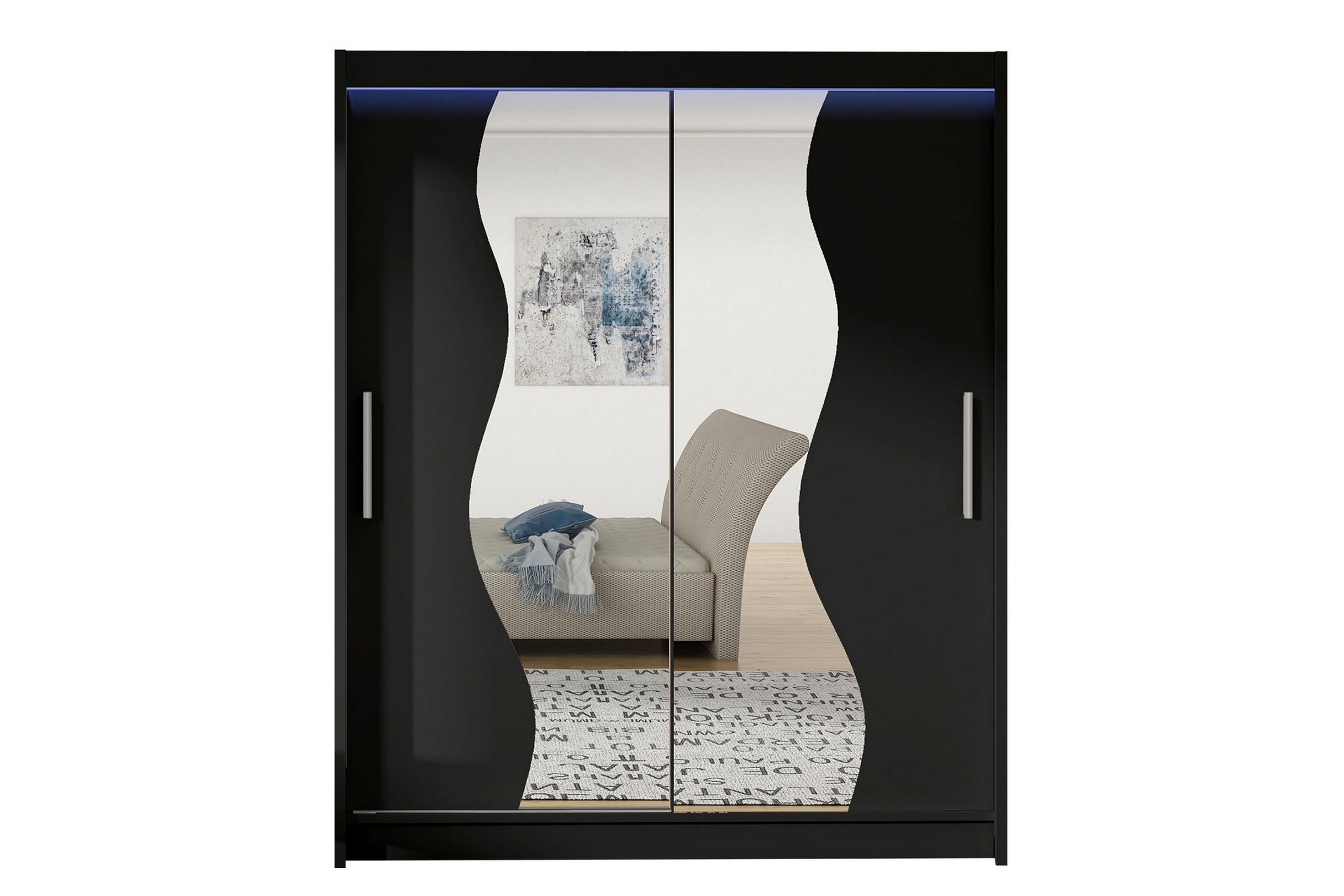 garderob med spegel maskbo 150x200 cm - svart