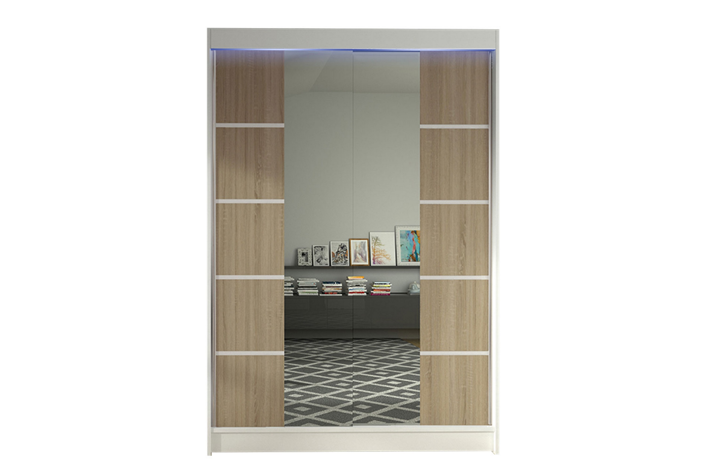 garderob med spegel ottery 120x200 cm - brun/vit